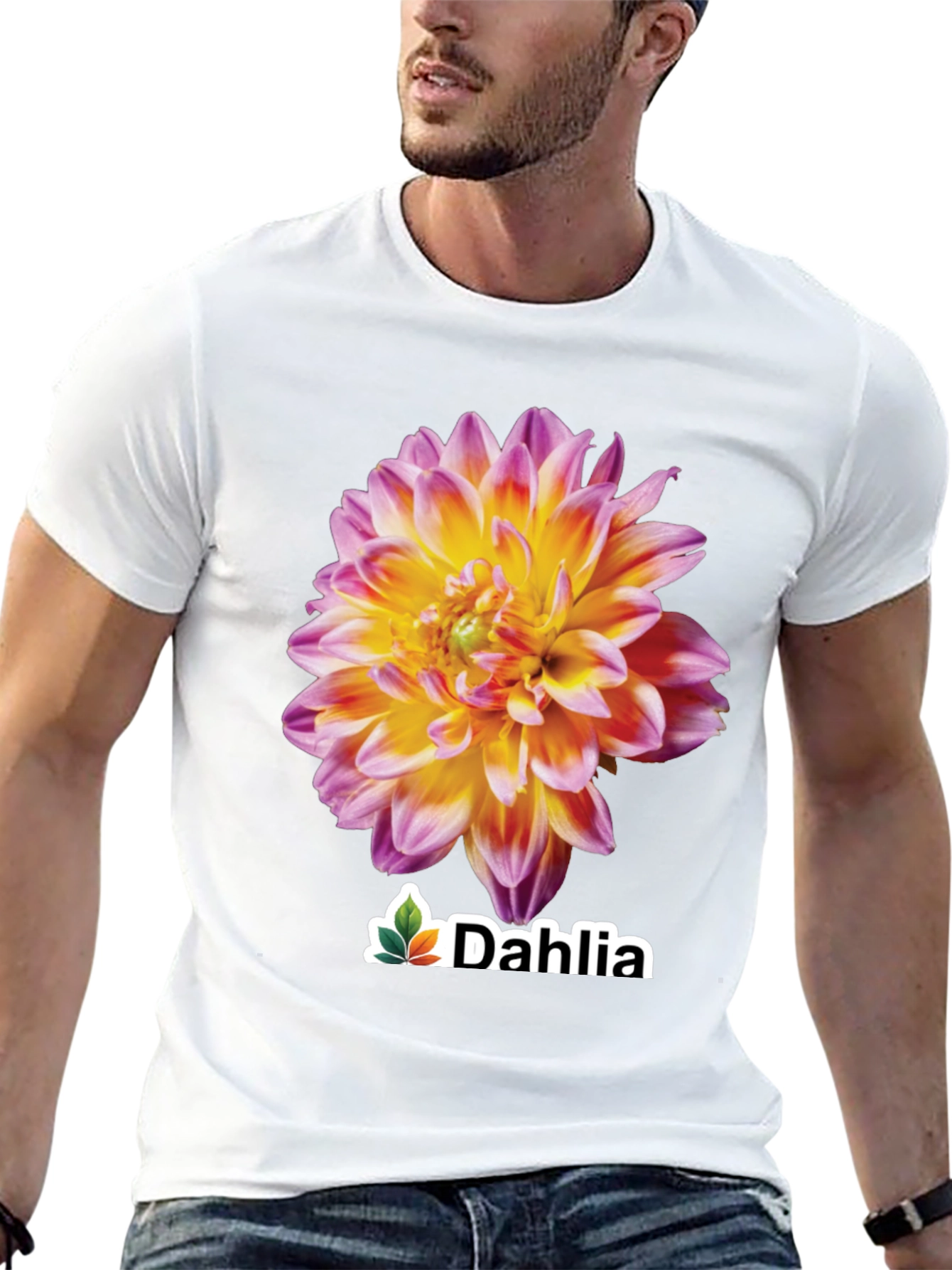 Dahlia Flower Graphic Tee - Stylish Black T-Shirt