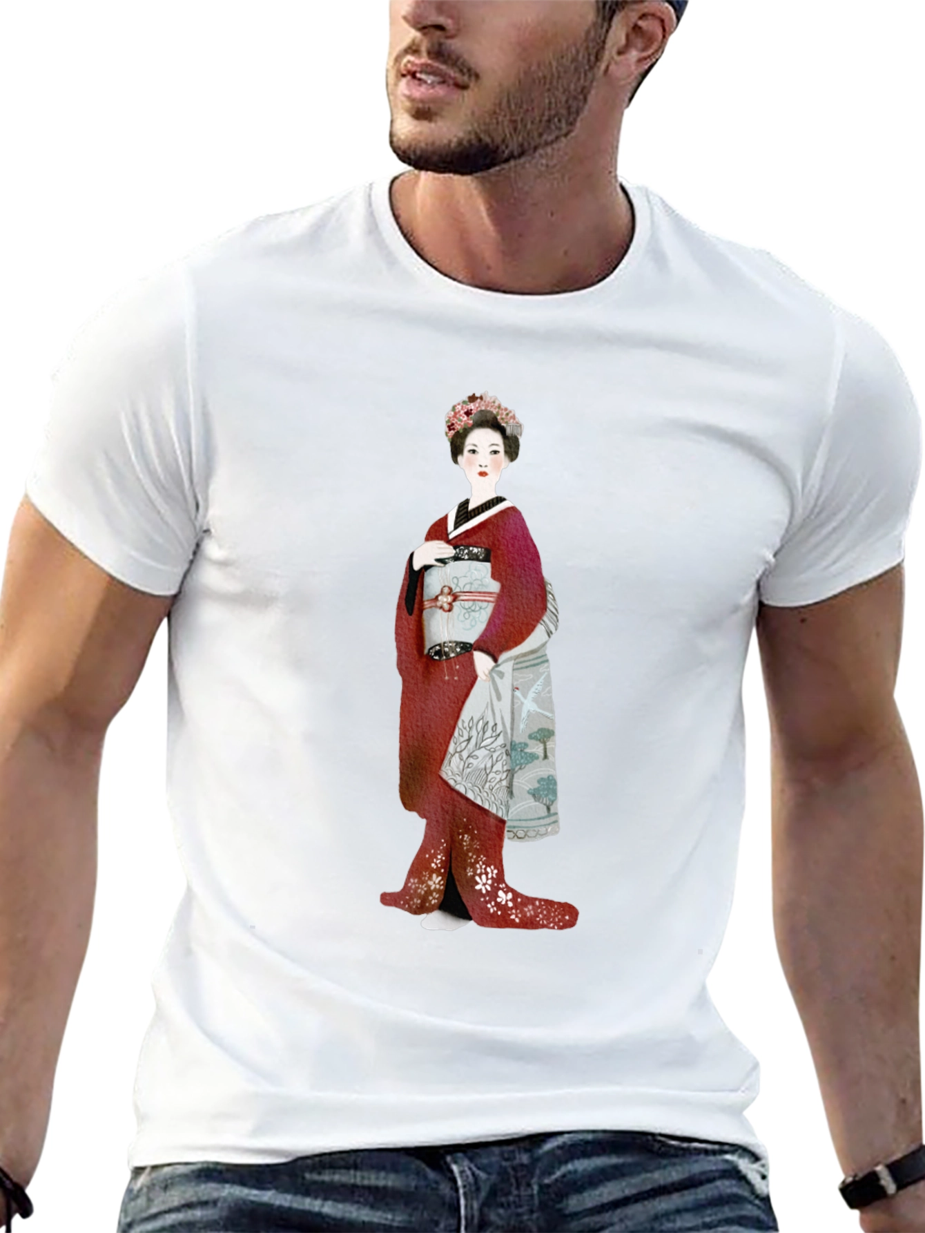 Geisha Graphic Tee - Elegant Japanese Art Shirt