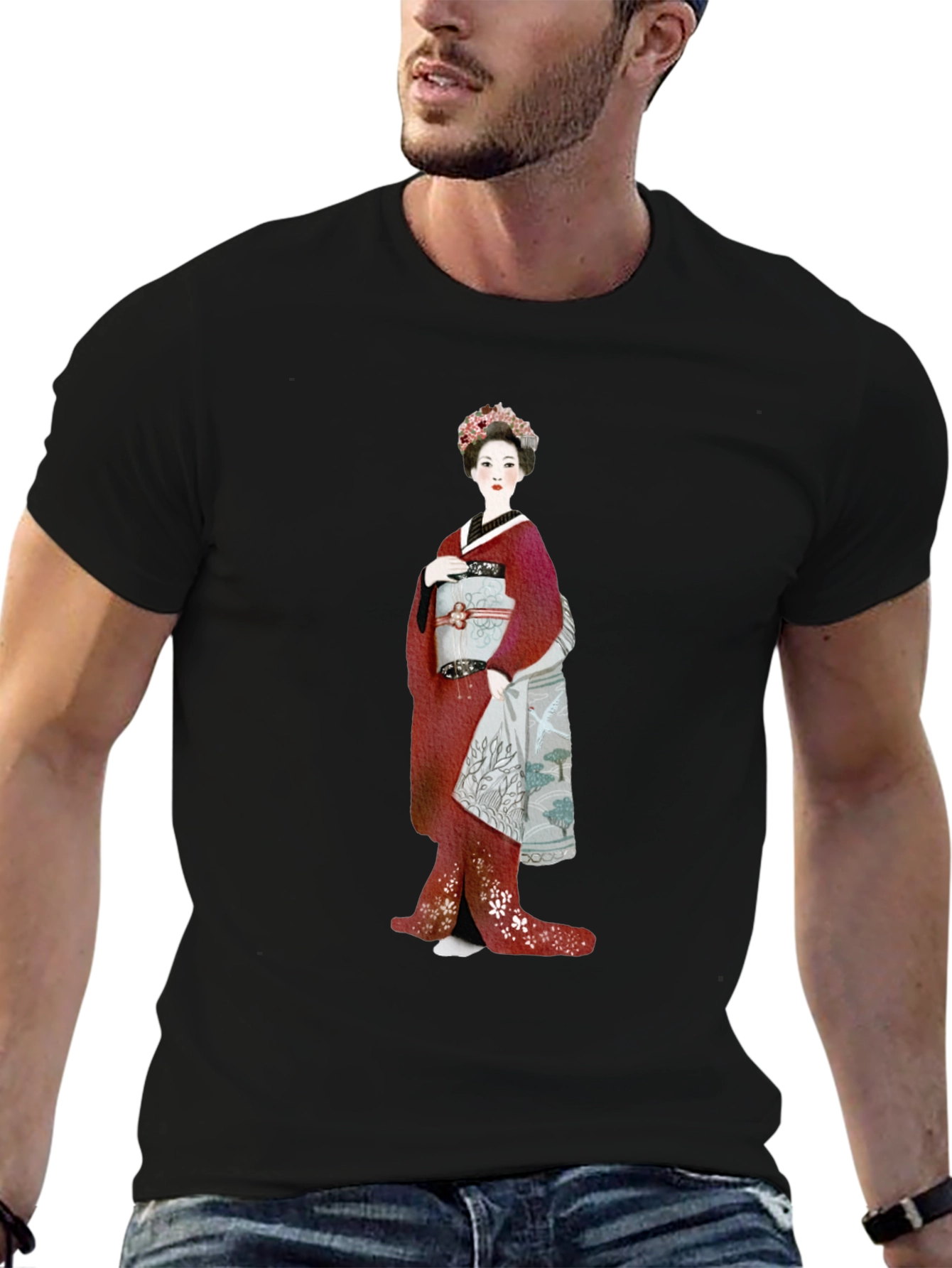 Geisha Graphic Tee - Elegant Japanese Art Shirt