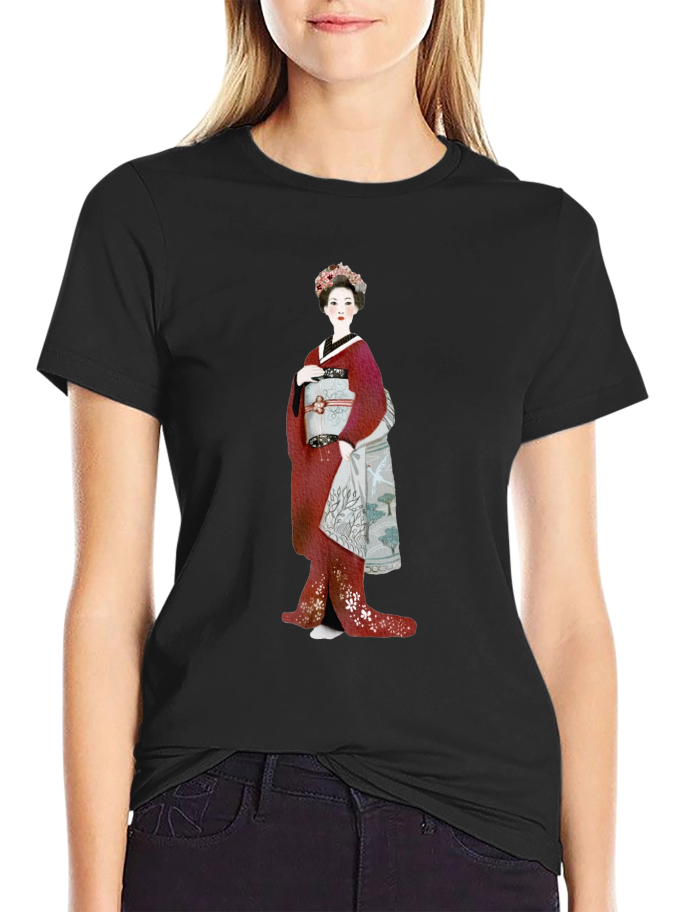 Geisha Graphic Tee - Elegant Japanese Art Shirt