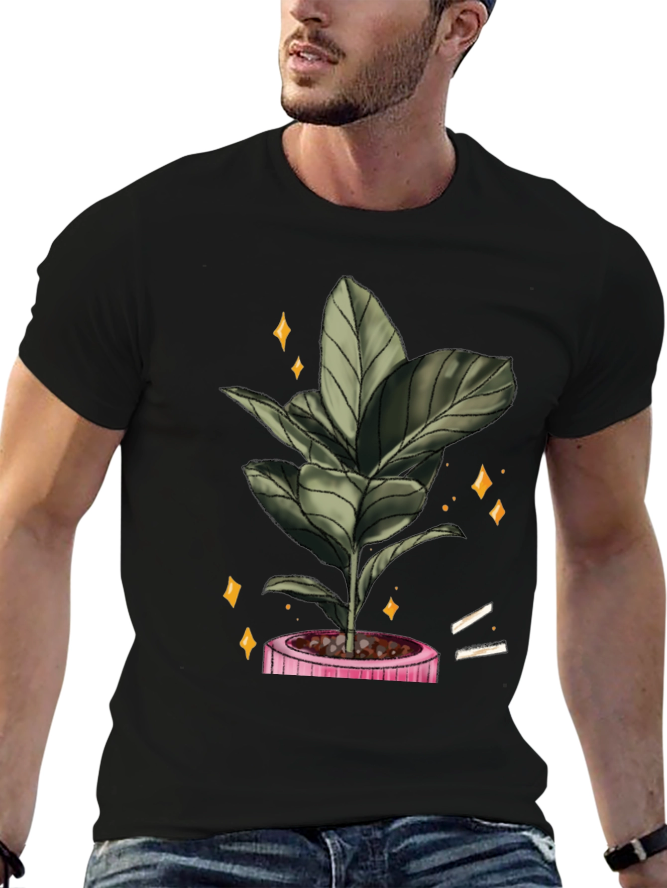 Plant Graphic Black T-Shirt