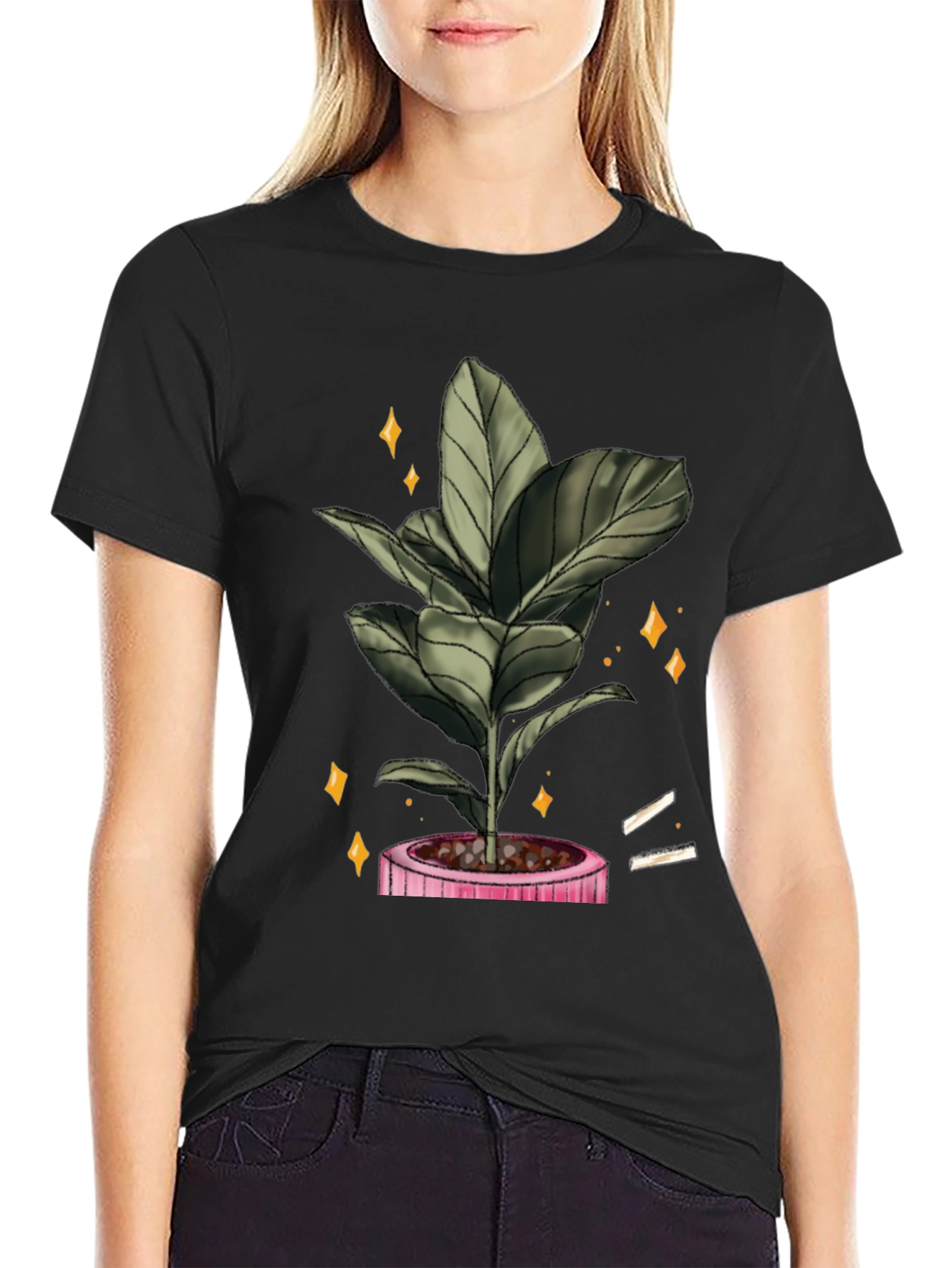 Plant Graphic Black T-Shirt
