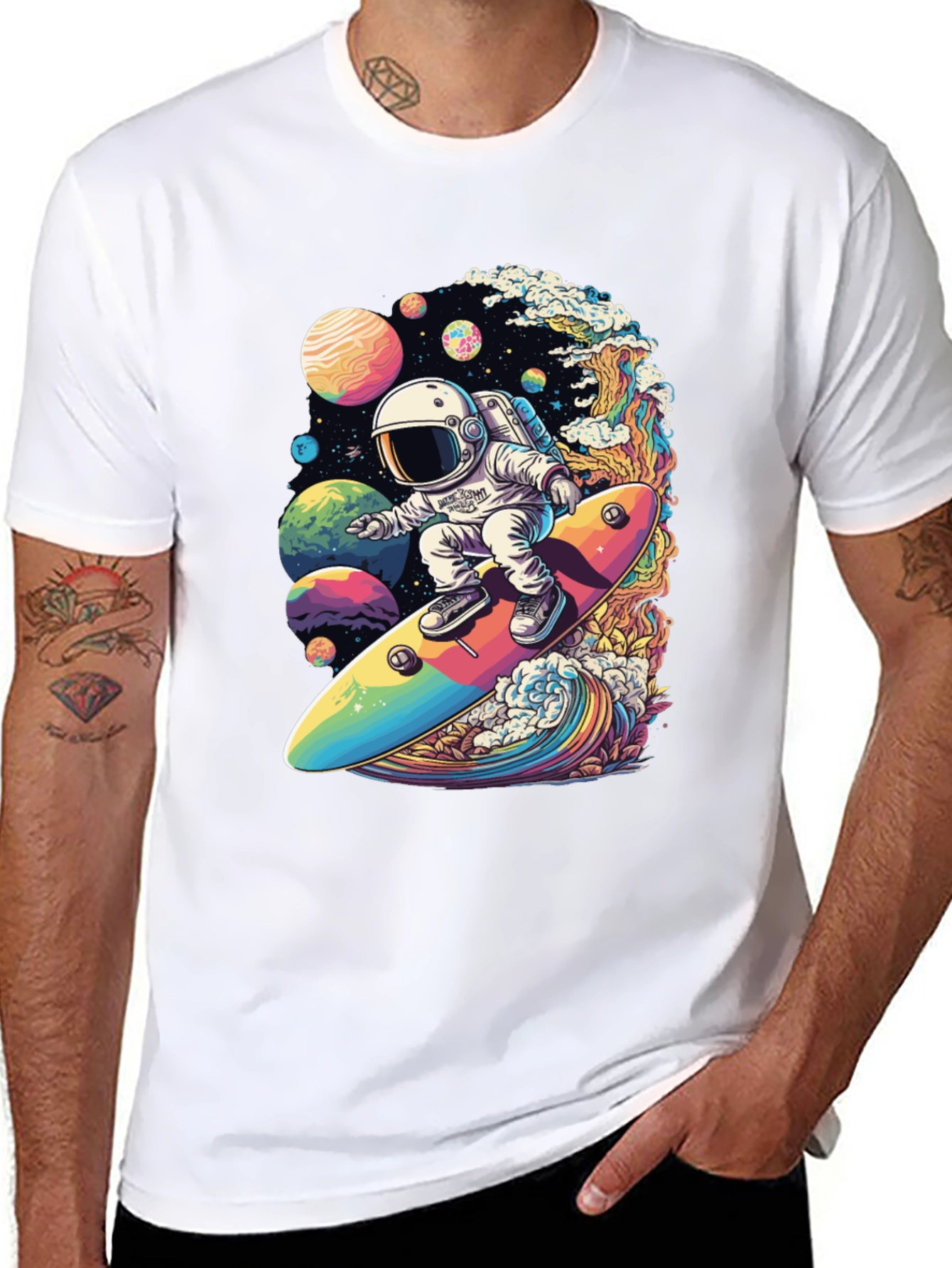 Astronaut Surfing Planets T-Shirt