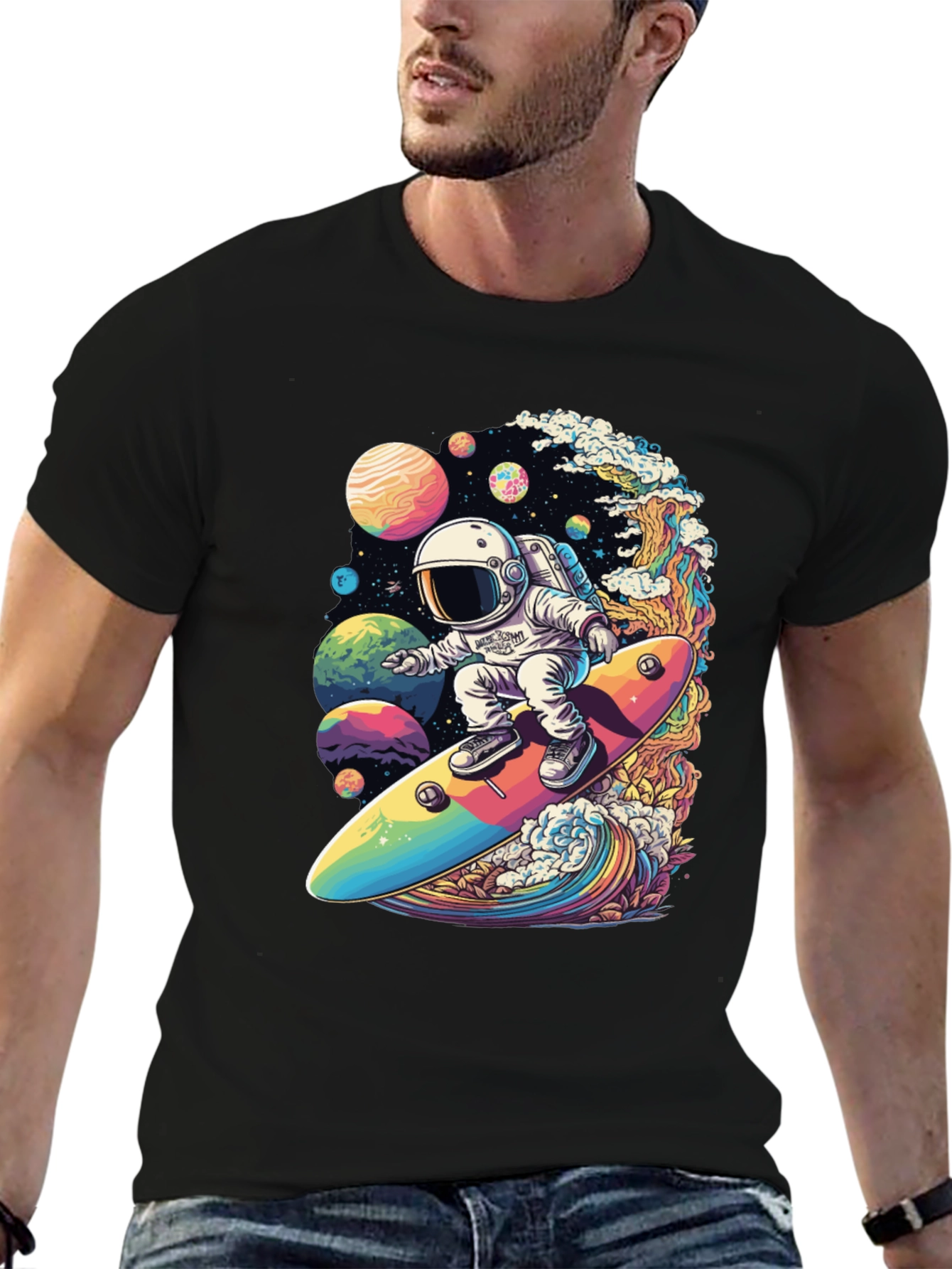 Astronaut Surfing Planets T-Shirt