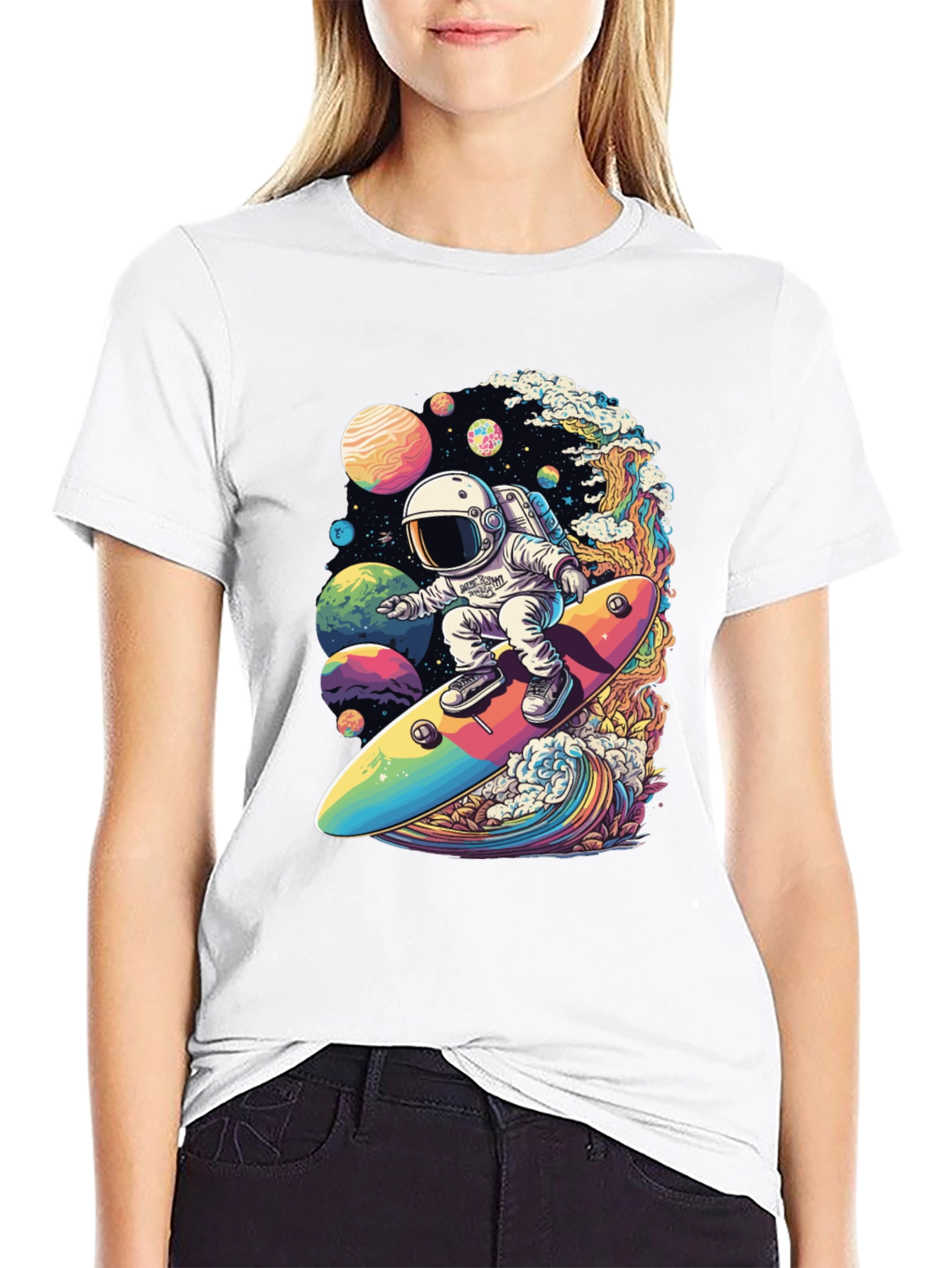 Astronaut Surfing Planets T-Shirt