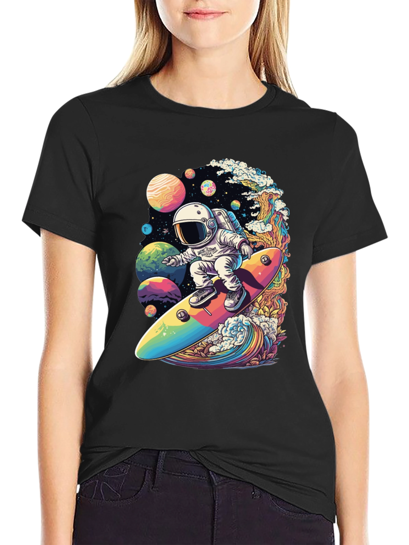 Astronaut Surfing Planets T-Shirt