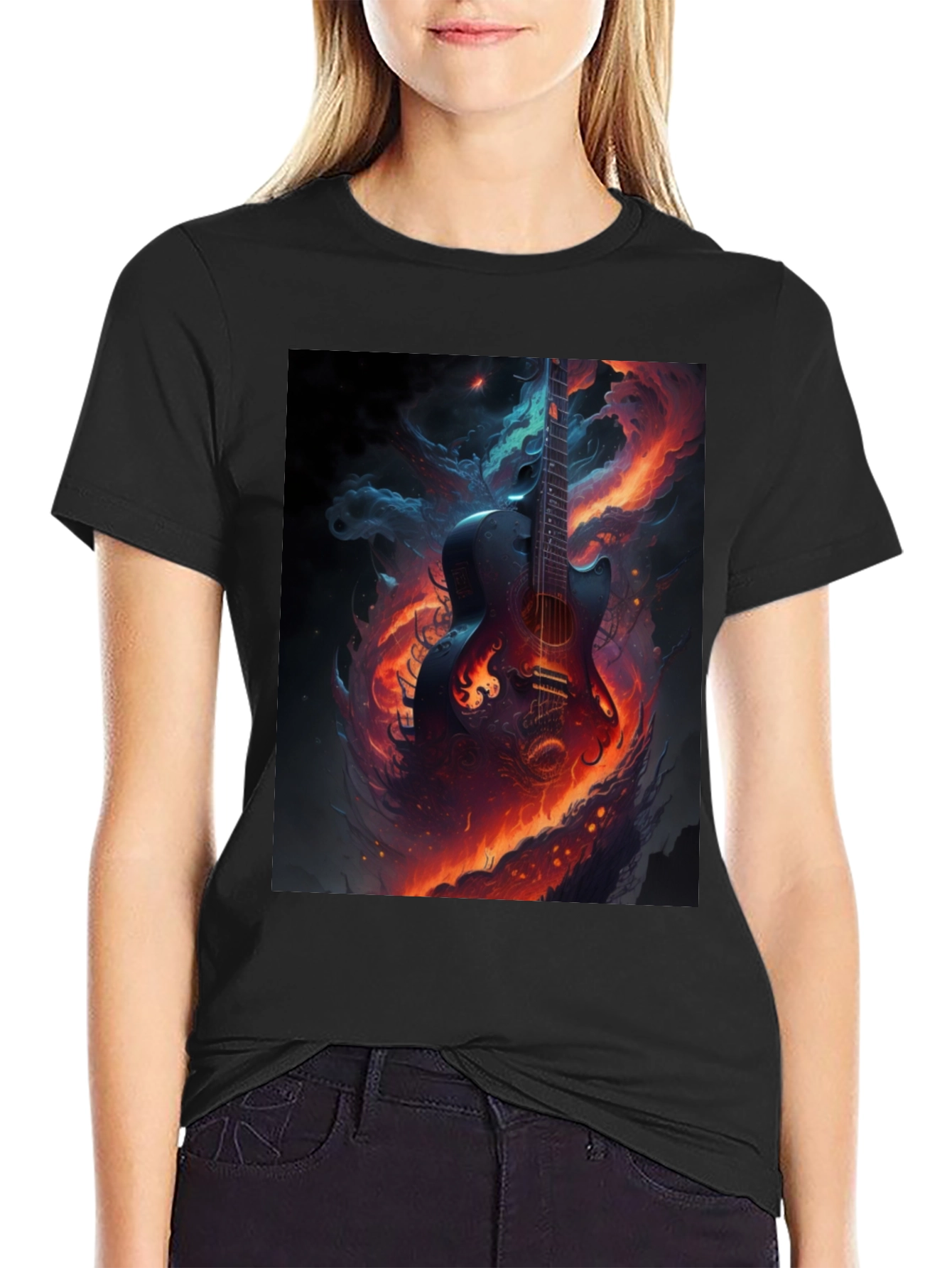 Fiery Guitar Graphic Tee