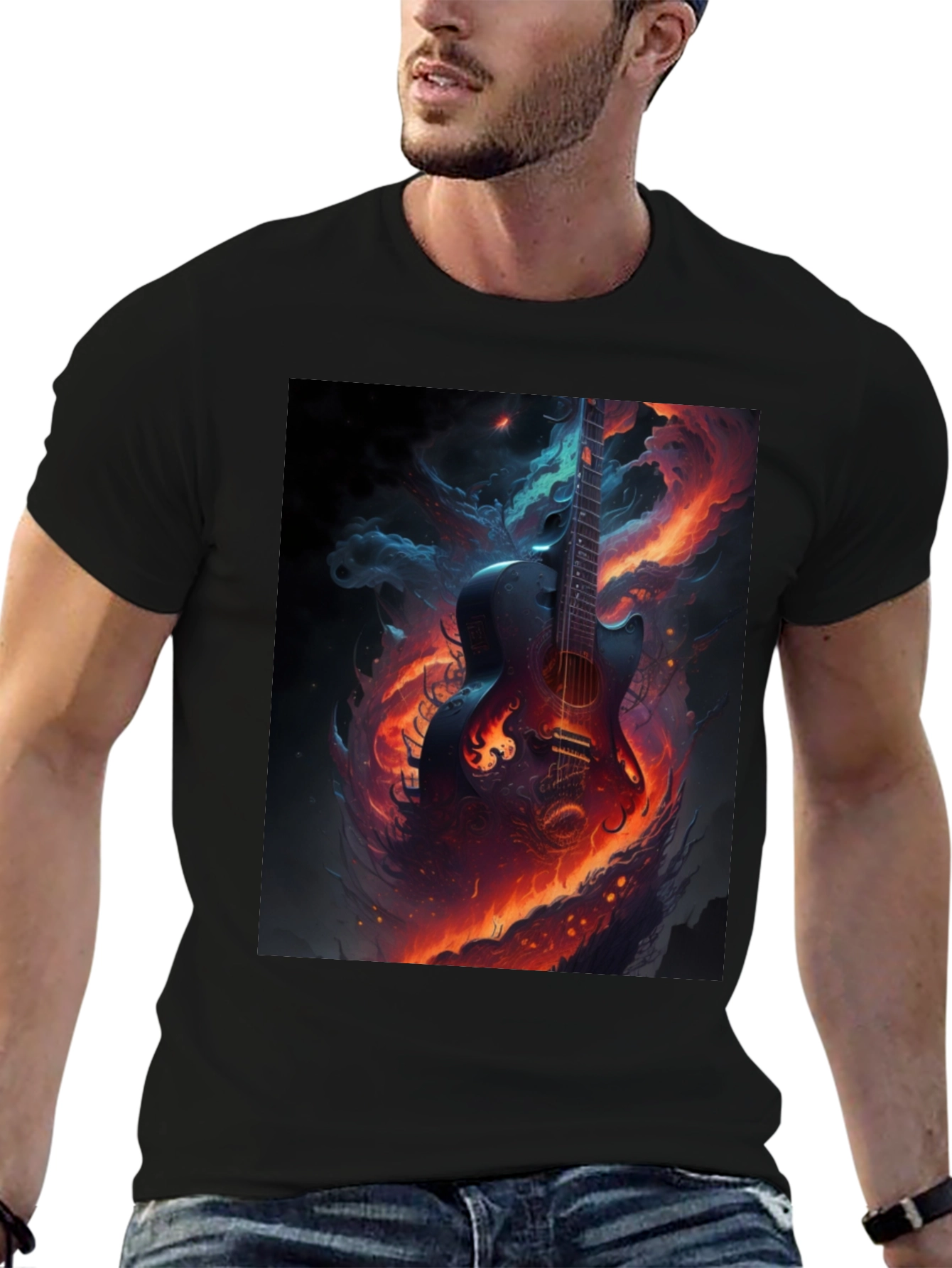 Fiery Guitar Graphic Tee