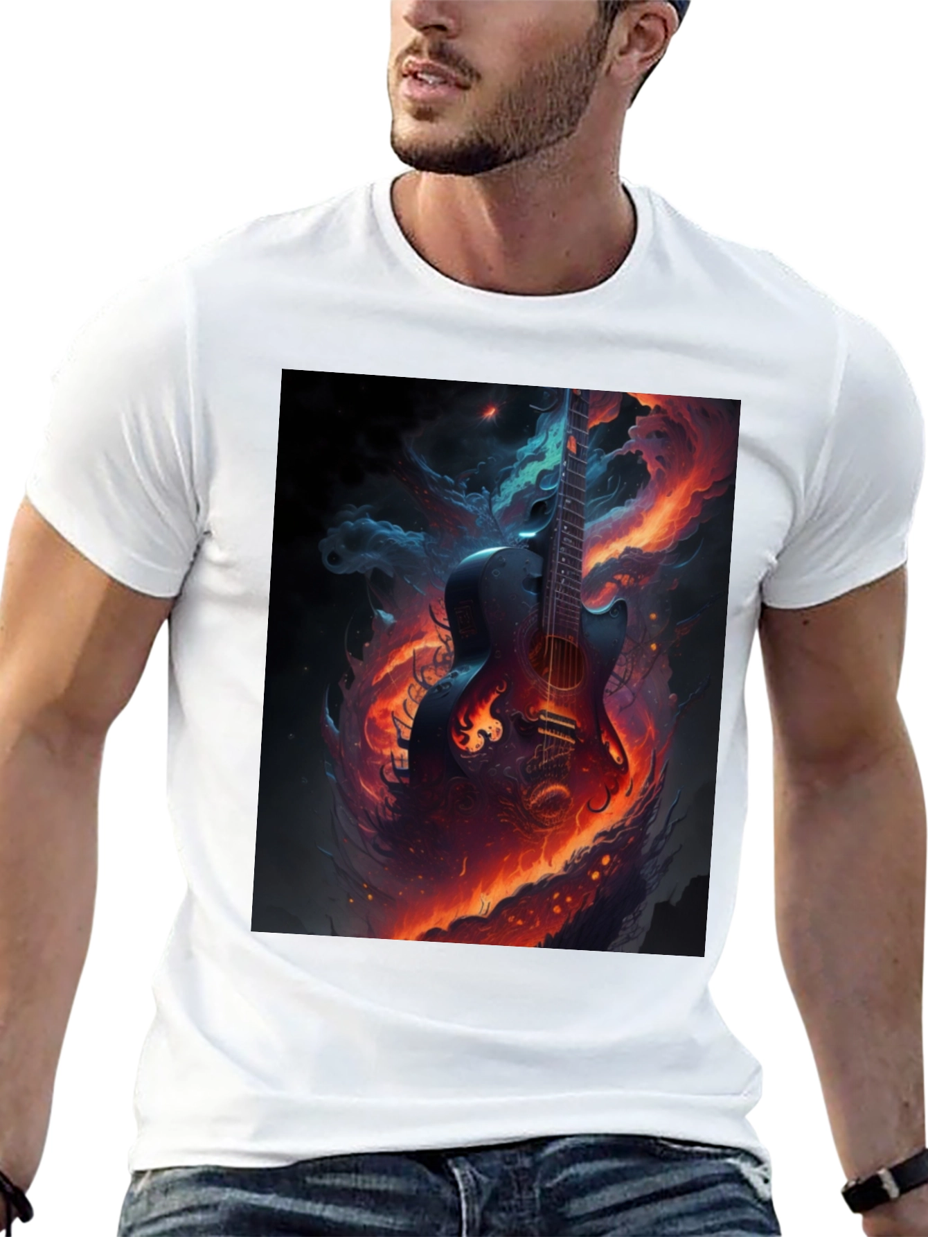 Fiery Guitar Graphic Tee