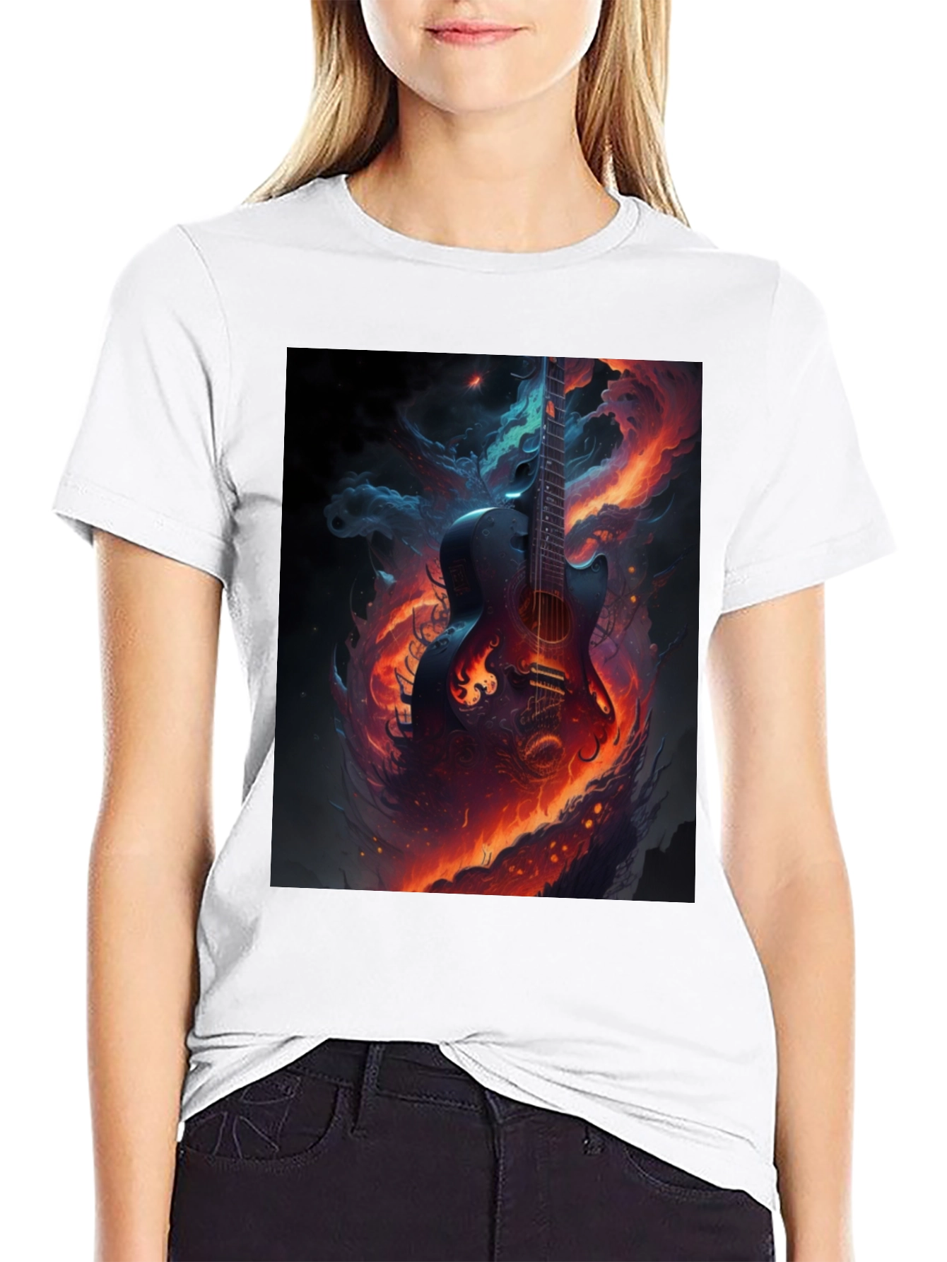 Fiery Guitar Graphic Tee