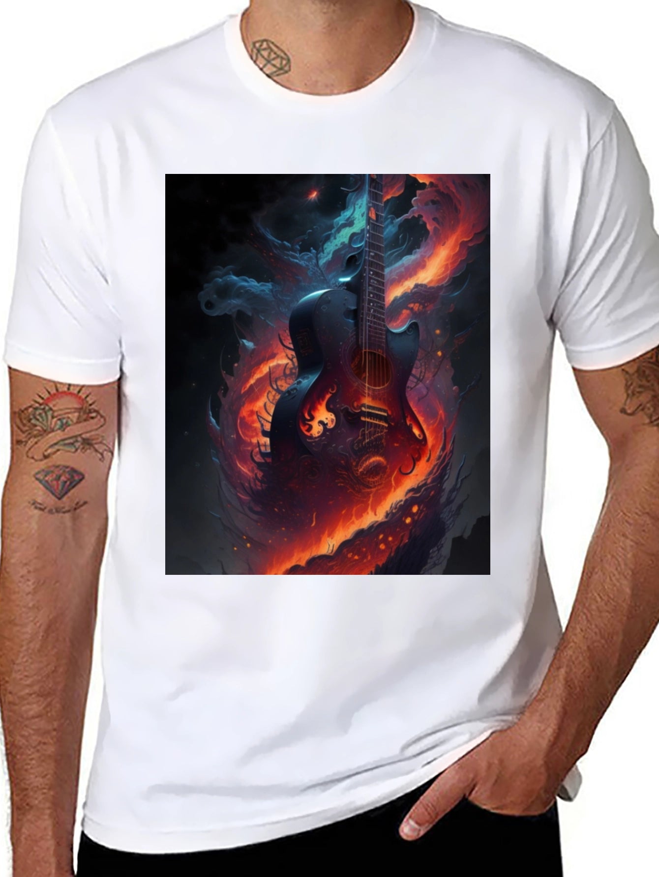 Fiery Guitar Graphic Tee