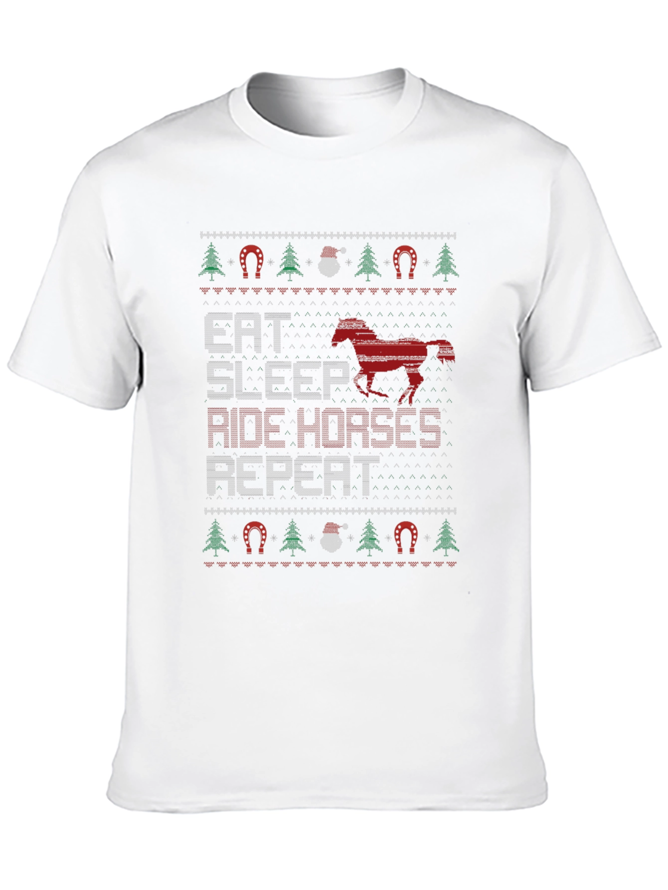 Eat Sleep Ride Horses Ugly Christmas Sweater T-Shirt