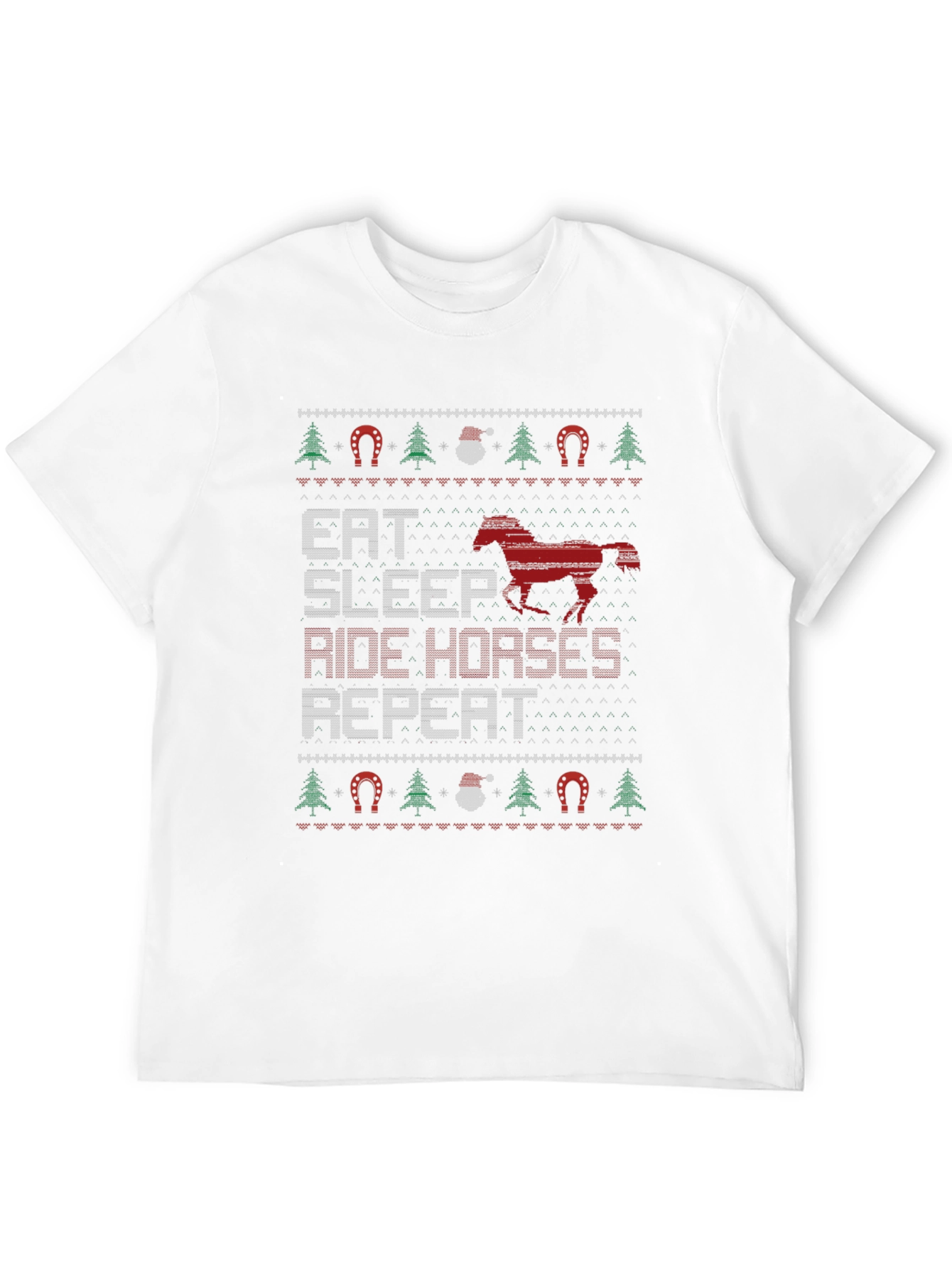 Eat Sleep Ride Horses Ugly Christmas Sweater T-Shirt