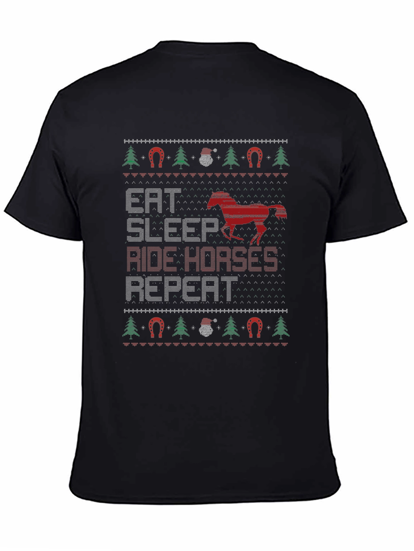 Eat Sleep Ride Horses Ugly Christmas Sweater T-Shirt