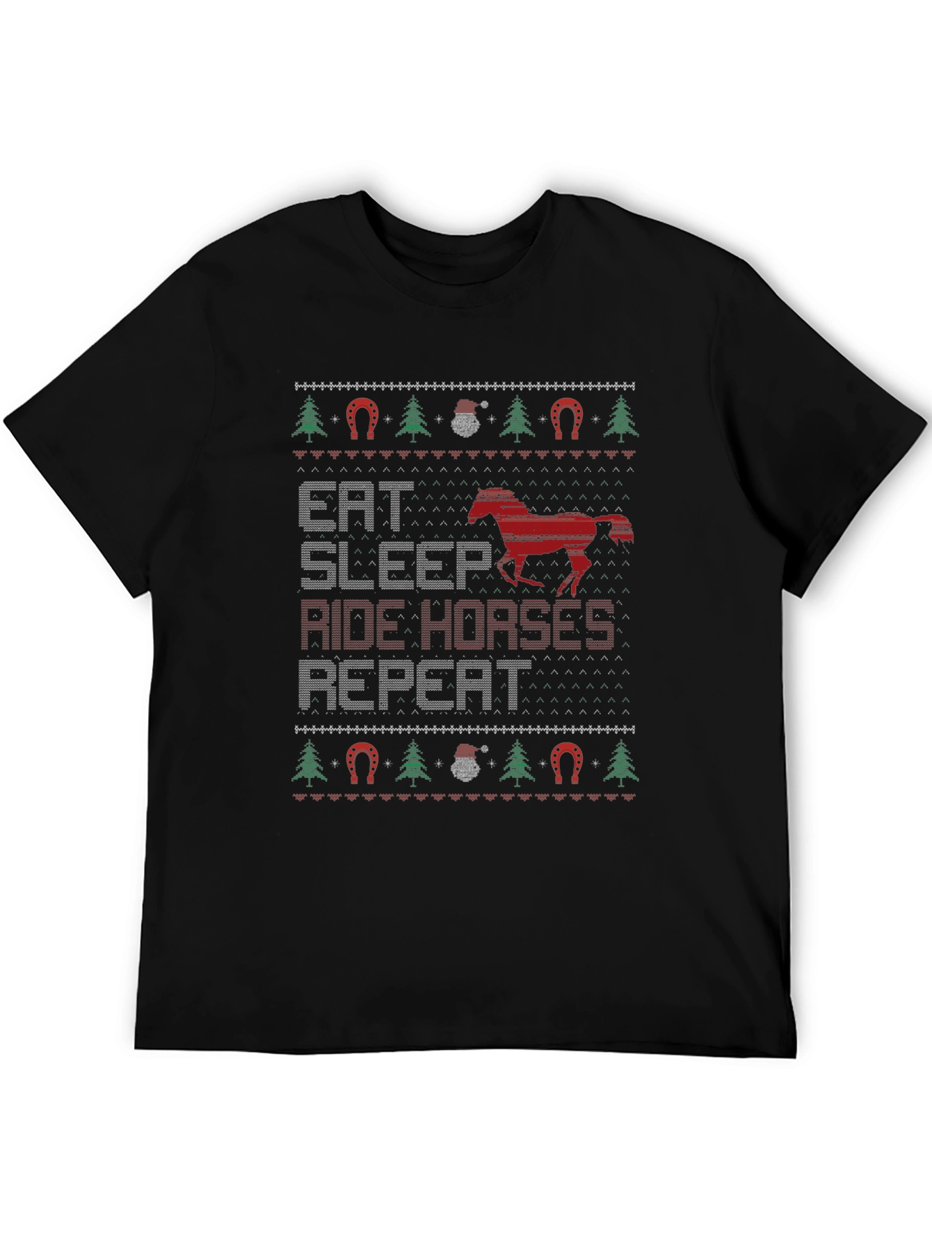 Eat Sleep Ride Horses Ugly Christmas Sweater T-Shirt