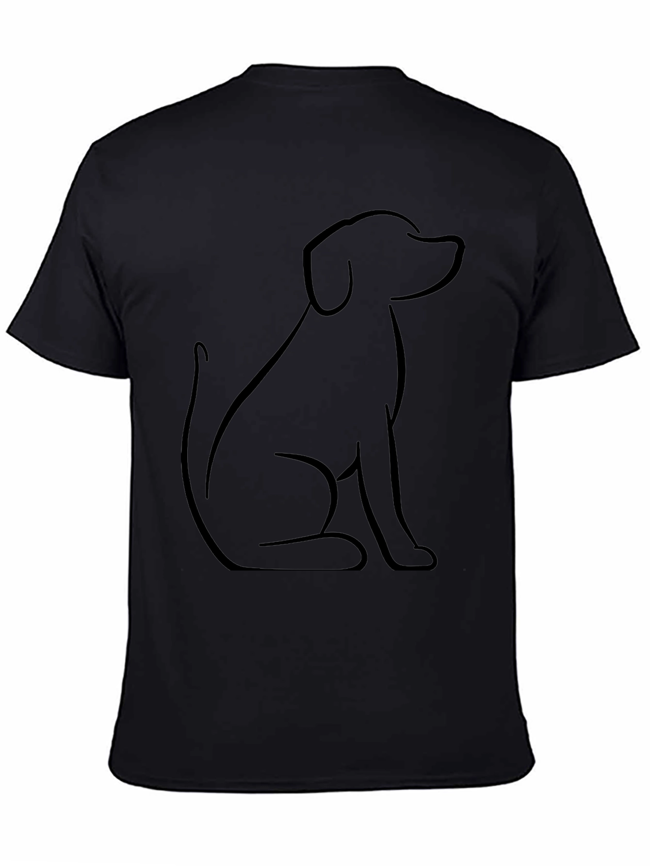 Minimalist Dog Outline Black T-Shirt