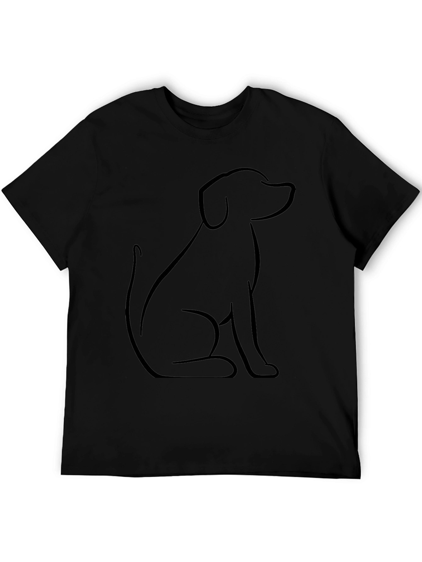 Minimalist Dog Outline Black T-Shirt