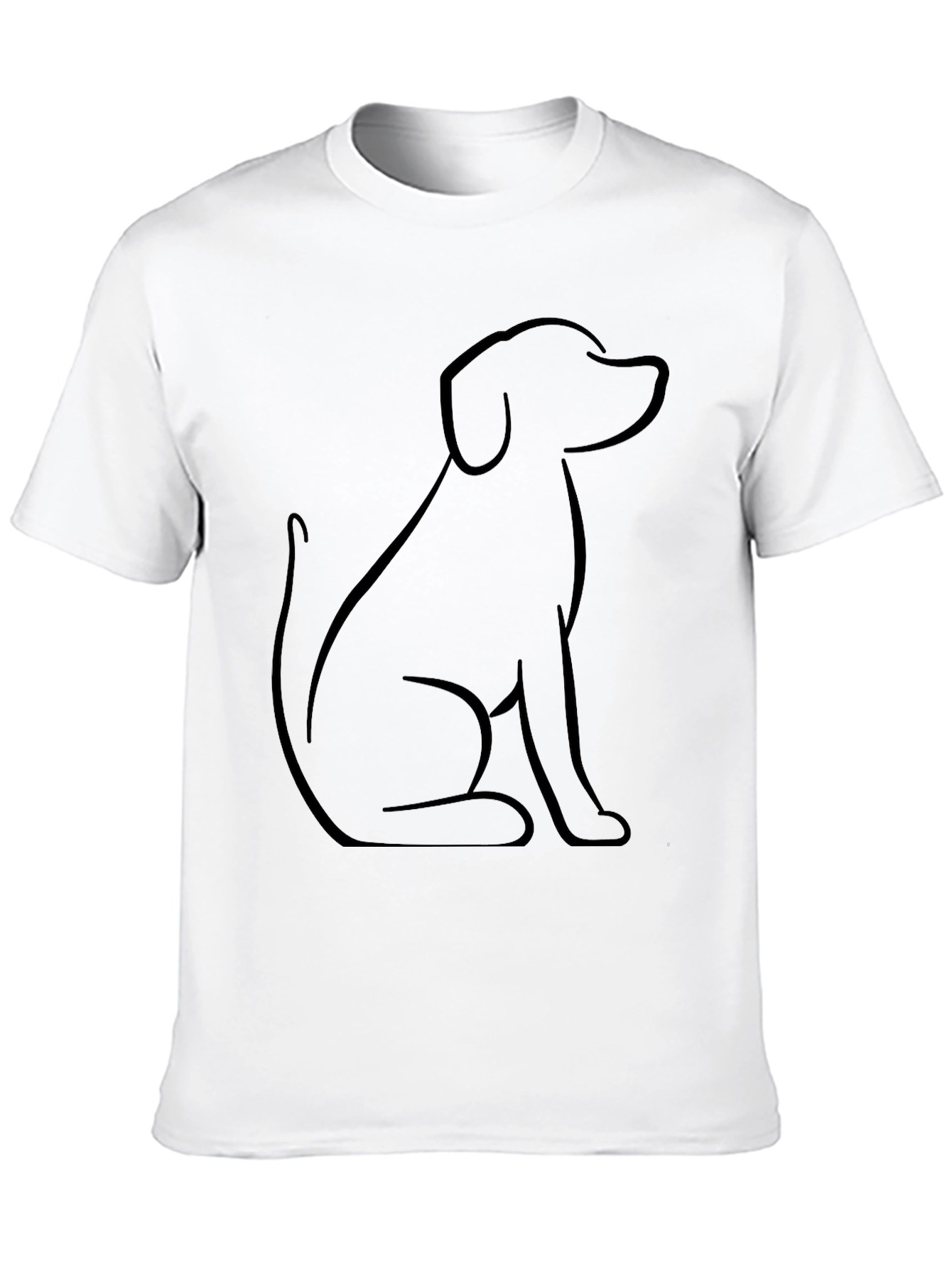 Minimalist Dog Outline Black T-Shirt