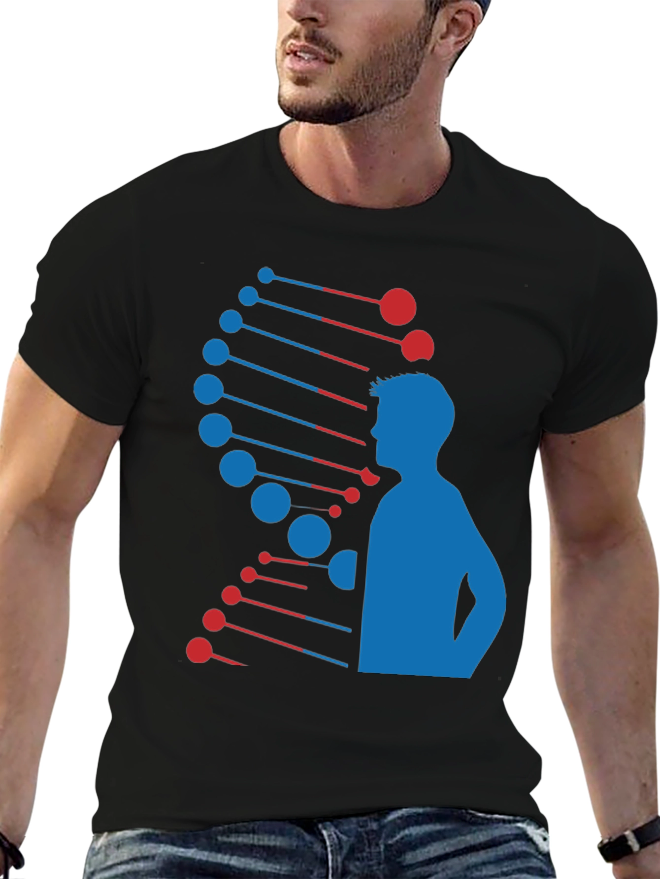 DNA Man Graphic Tee - Black Cotton Blend T-Shirt