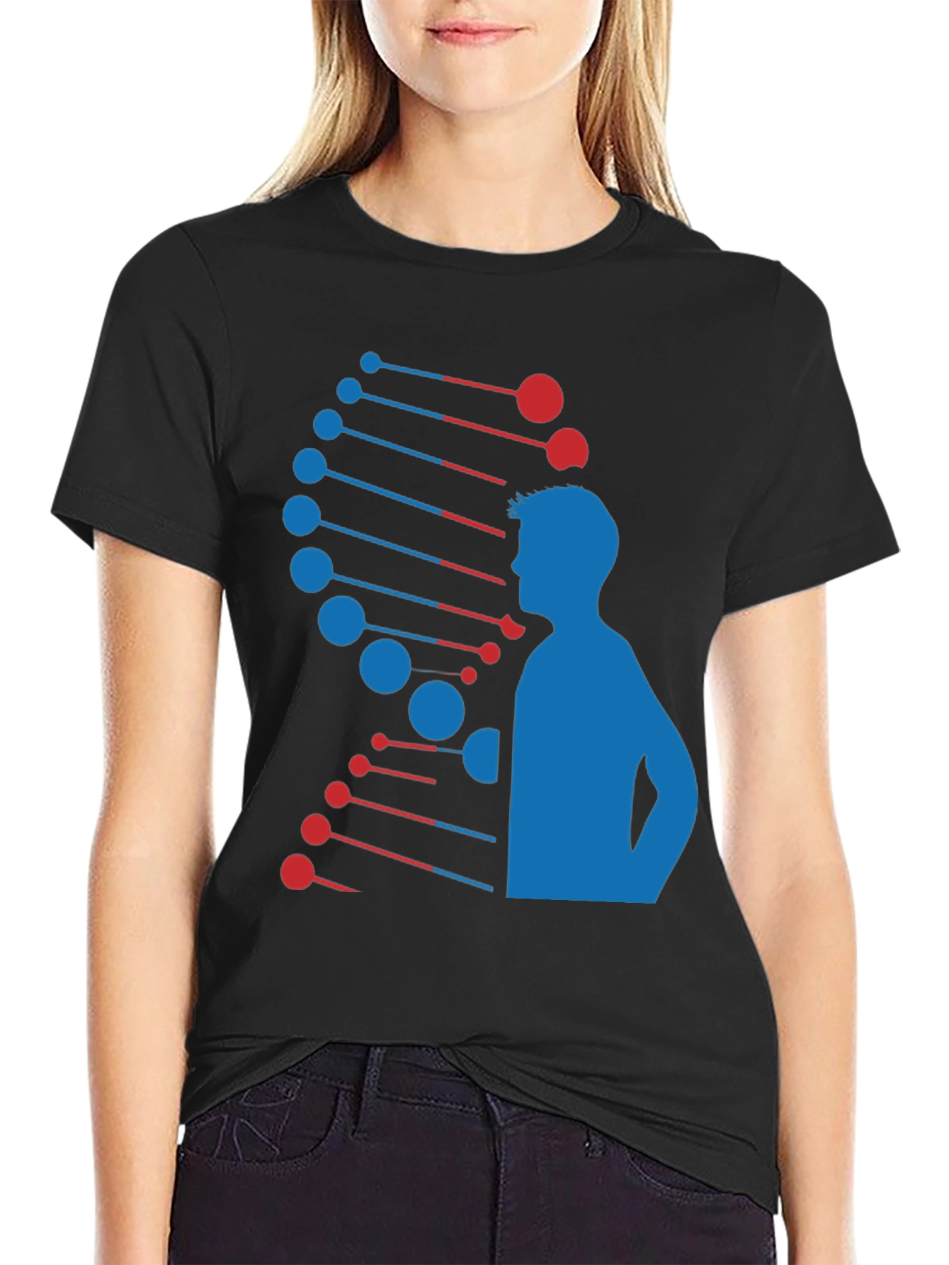 DNA Man Graphic Tee - Black Cotton Blend T-Shirt