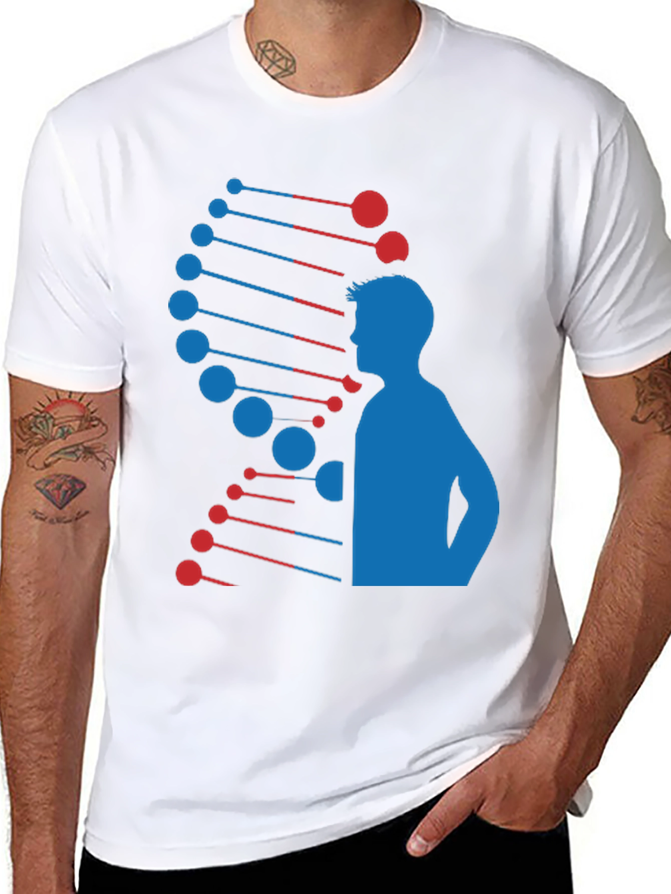 DNA Man Graphic Tee - Black Cotton Blend T-Shirt