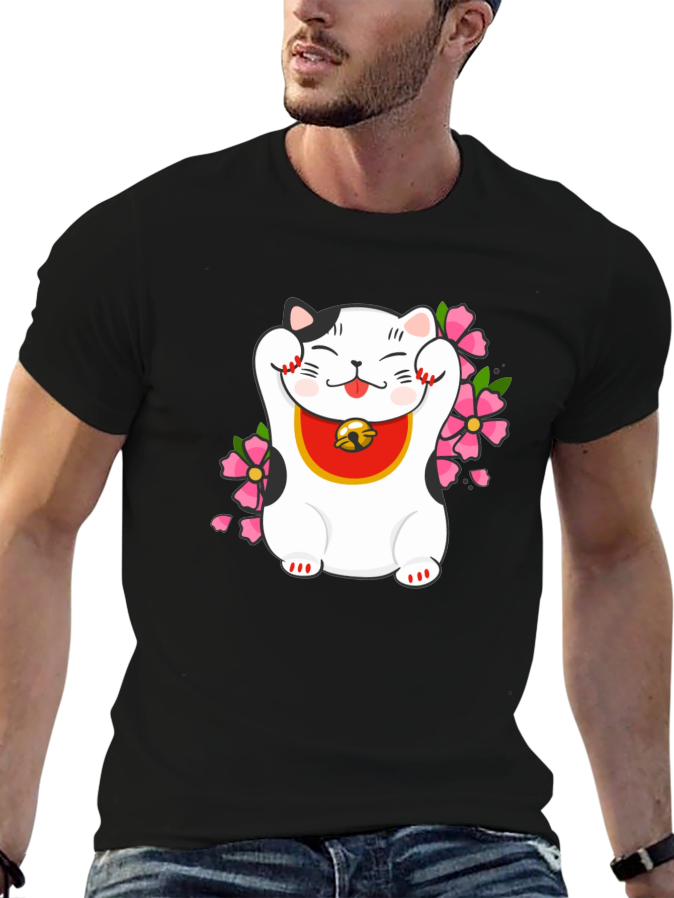 Lucky Cat T-Shirt - Trendy Graphic Tee