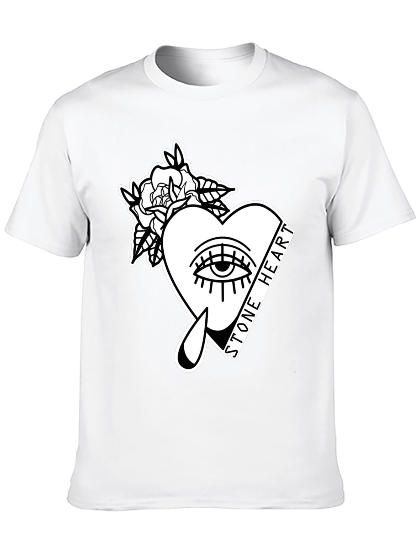 Stone Heart Graphic Tee - Stylish Unisex Cotton T-Shirt