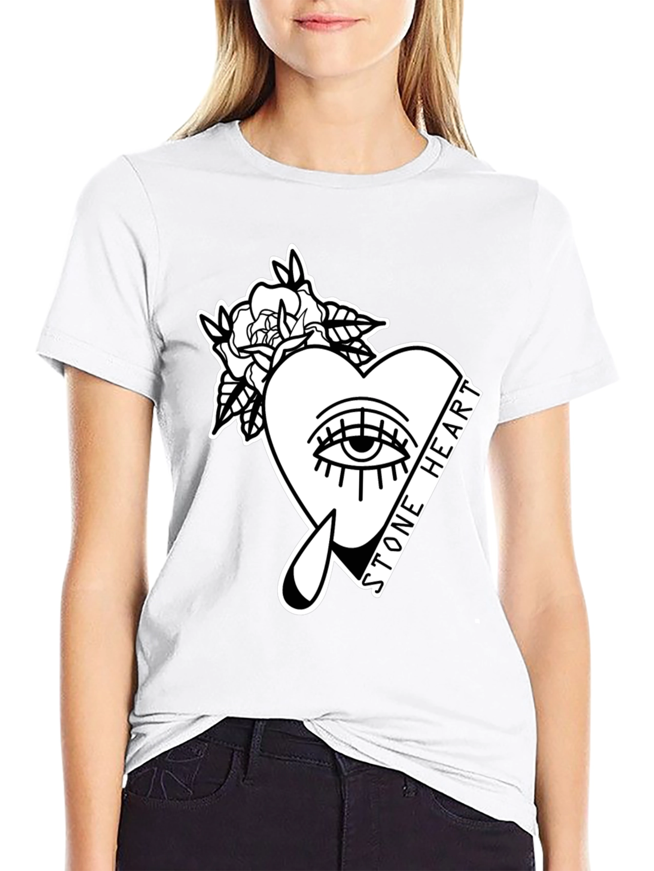 Stone Heart Graphic Tee - Stylish Unisex Cotton T-Shirt