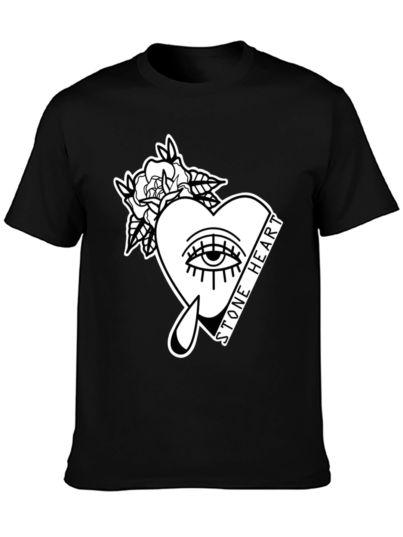 Stone Heart Graphic Tee - Stylish Unisex Cotton T-Shirt