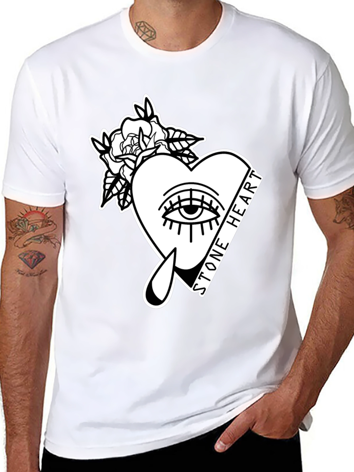 Stone Heart Graphic Tee - Stylish Unisex Cotton T-Shirt