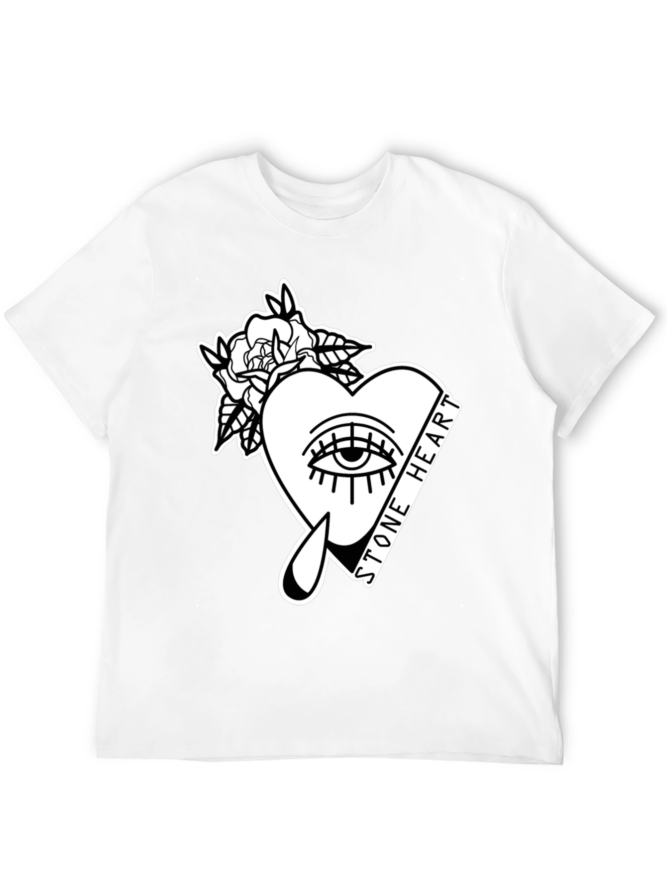 Stone Heart Graphic Tee - Stylish Unisex Cotton T-Shirt
