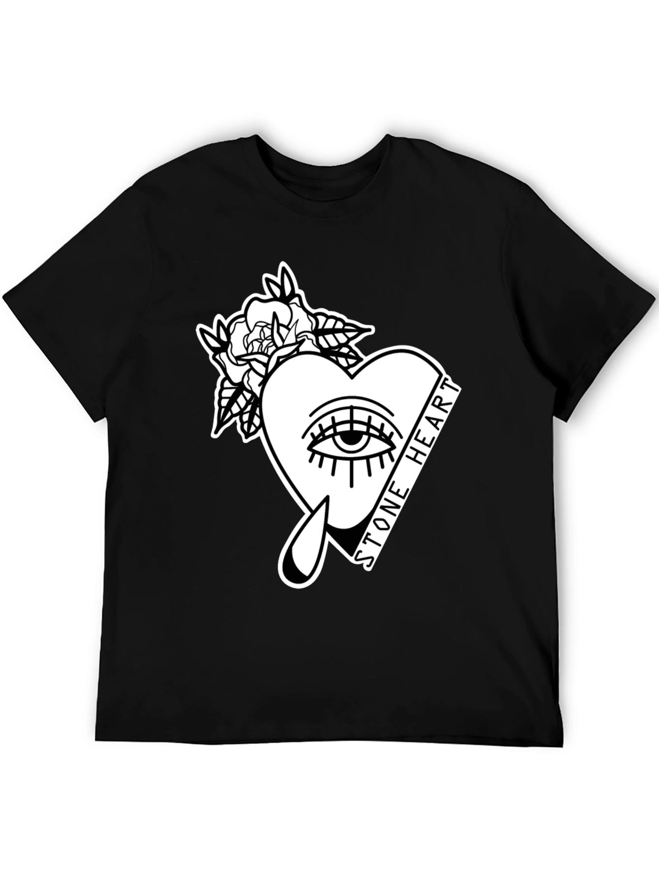 Stone Heart Graphic Tee - Stylish Unisex Cotton T-Shirt