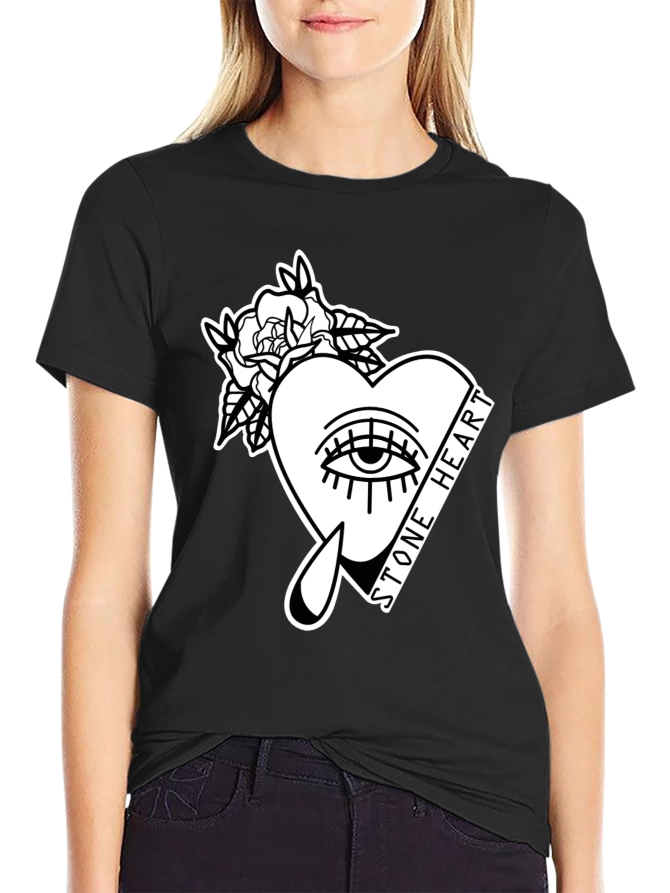 Stone Heart Graphic Tee - Stylish Unisex Cotton T-Shirt