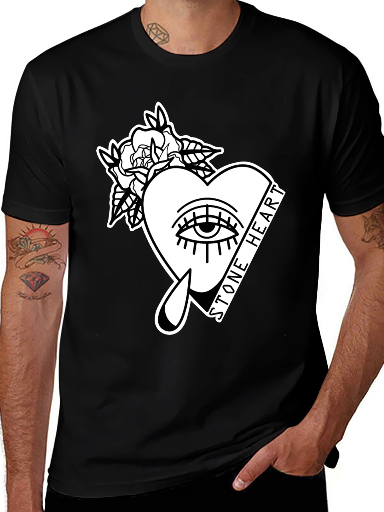 Stone Heart Graphic Tee - Stylish Unisex Cotton T-Shirt