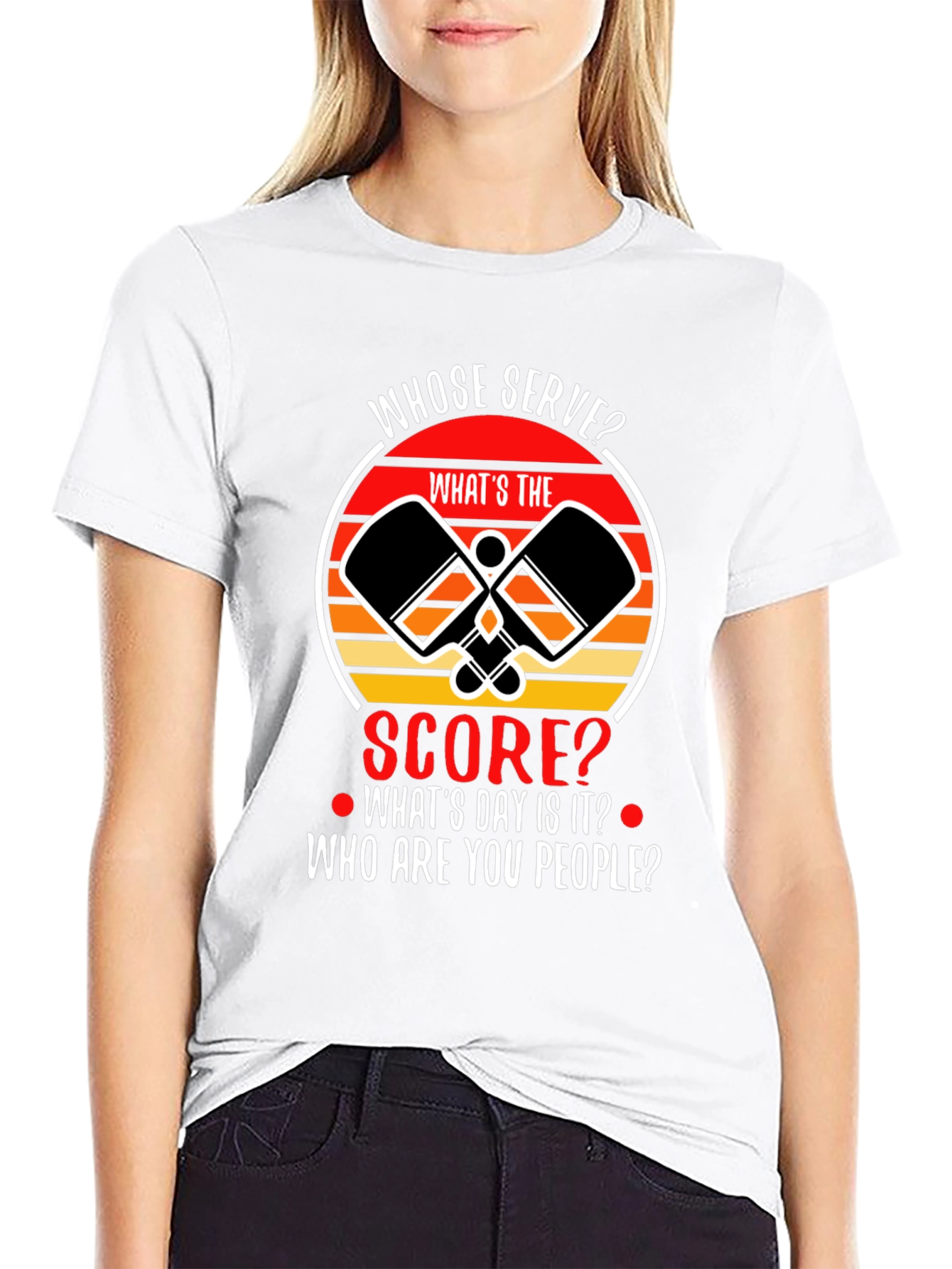 Pickleball T-Shirt: Whose Serve? Funny Pickleball Player Tee