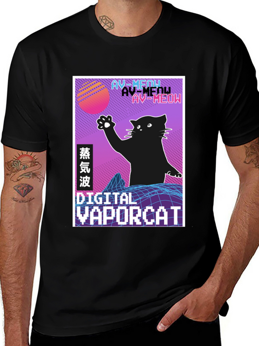 Digital Vaporcat T-Shirt - Retro Style