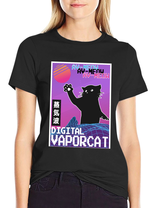 Digital Vaporcat T-Shirt - Retro Style