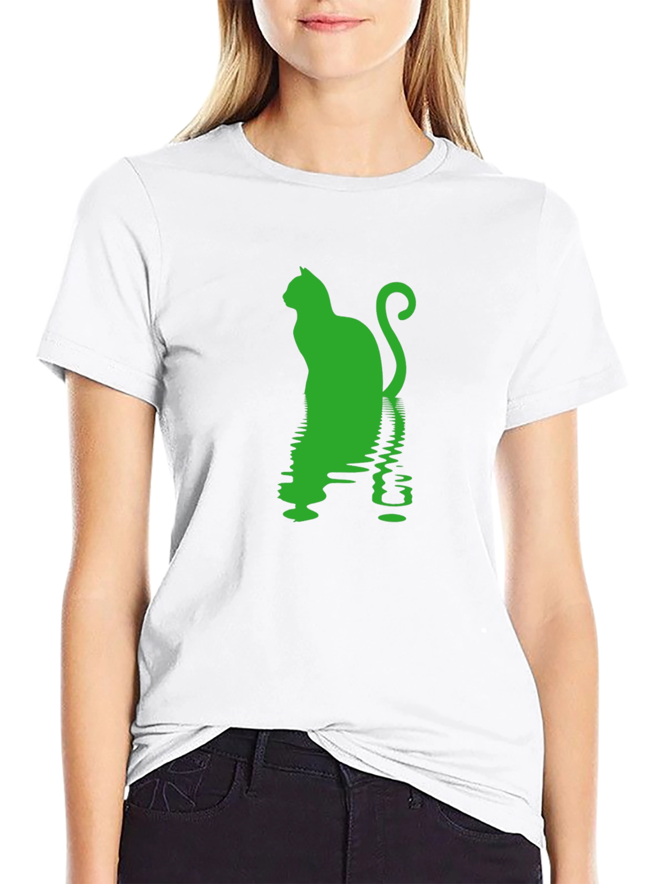 Cool Cat Silhouette Reflective Print Tee
