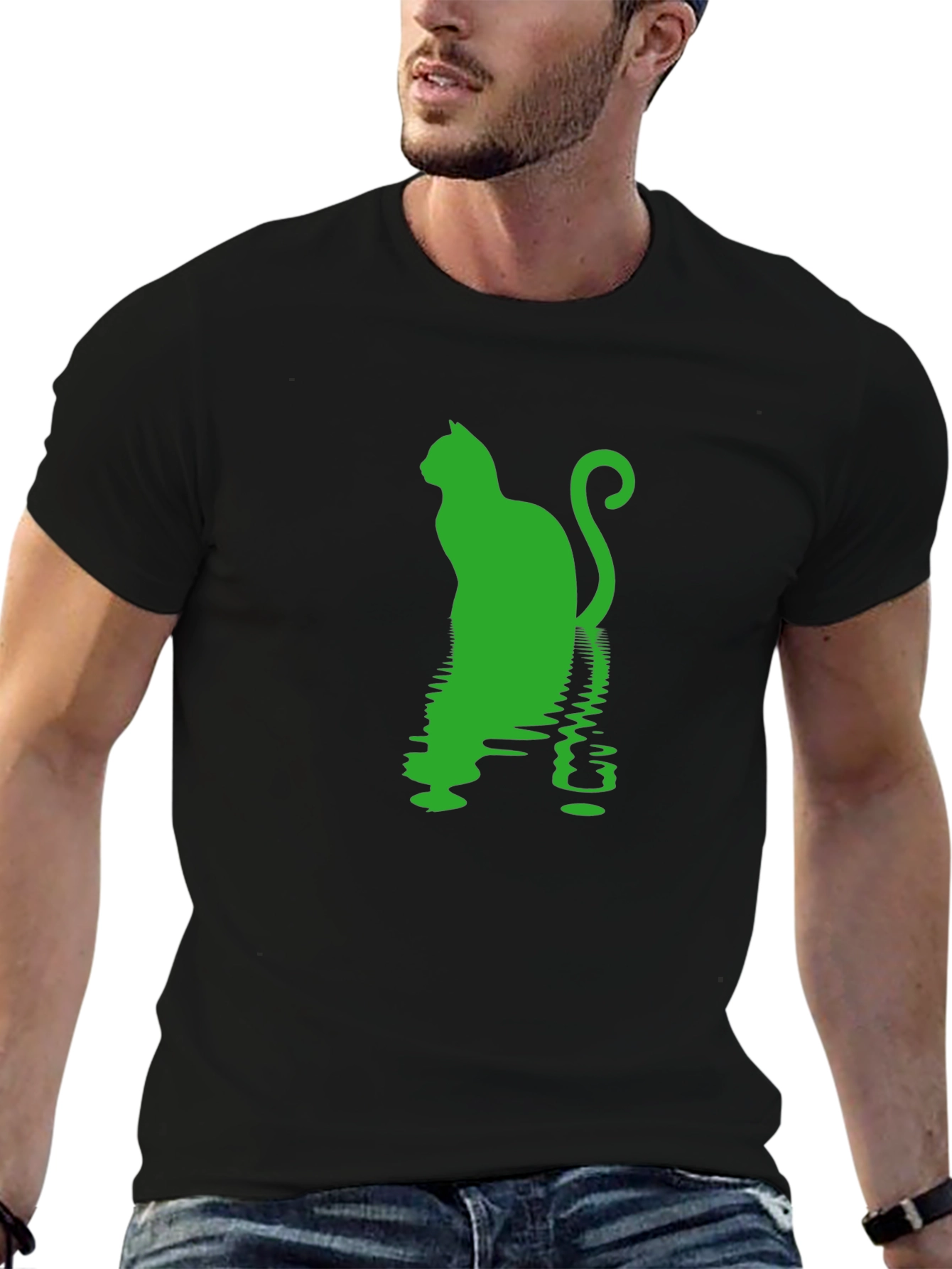 Cool Cat Silhouette Reflective Print Tee