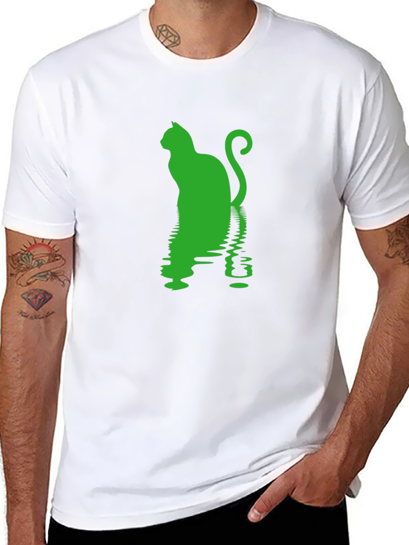 Cool Cat Silhouette Reflective Print Tee