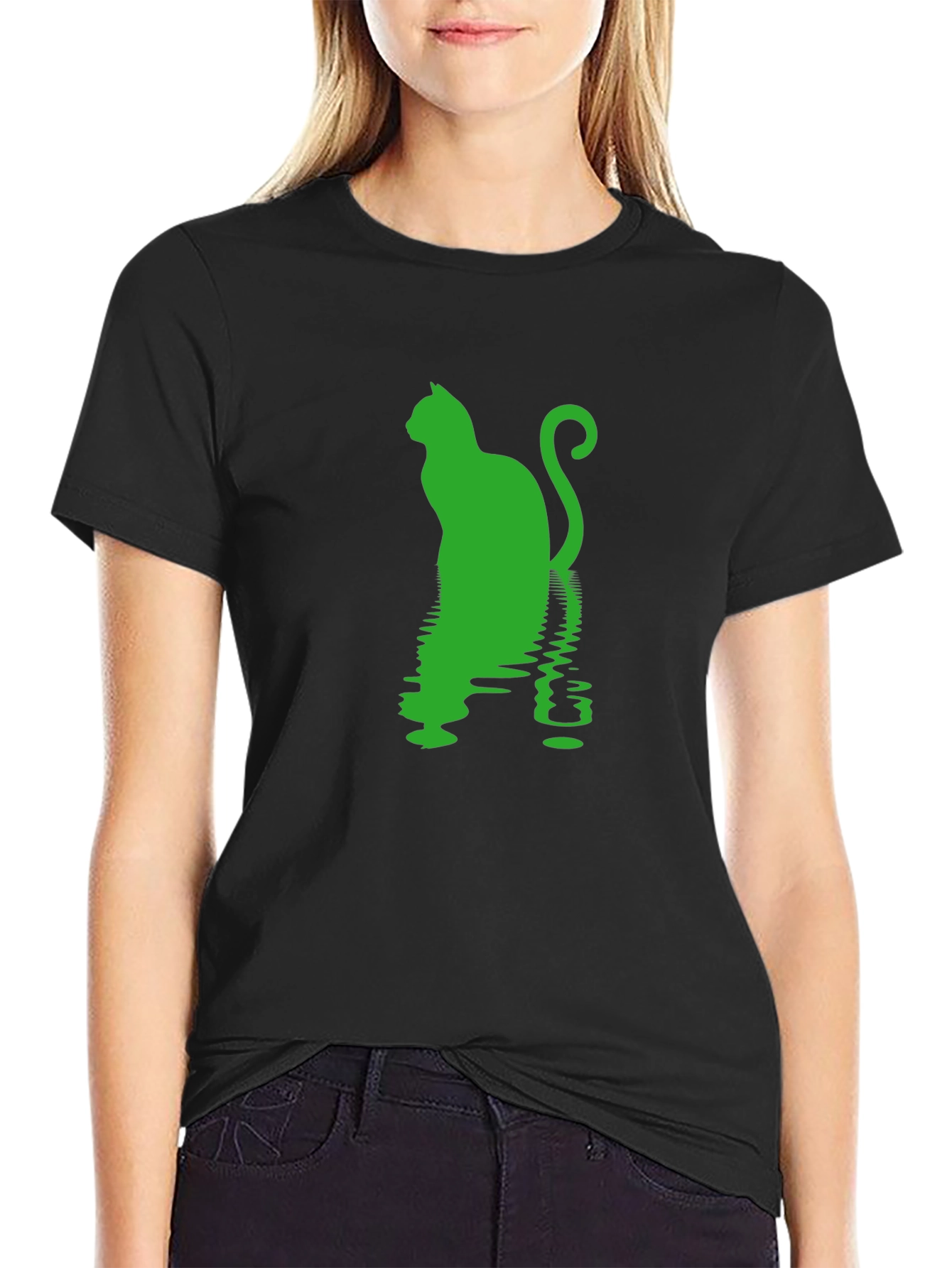 Cool Cat Silhouette Reflective Print Tee