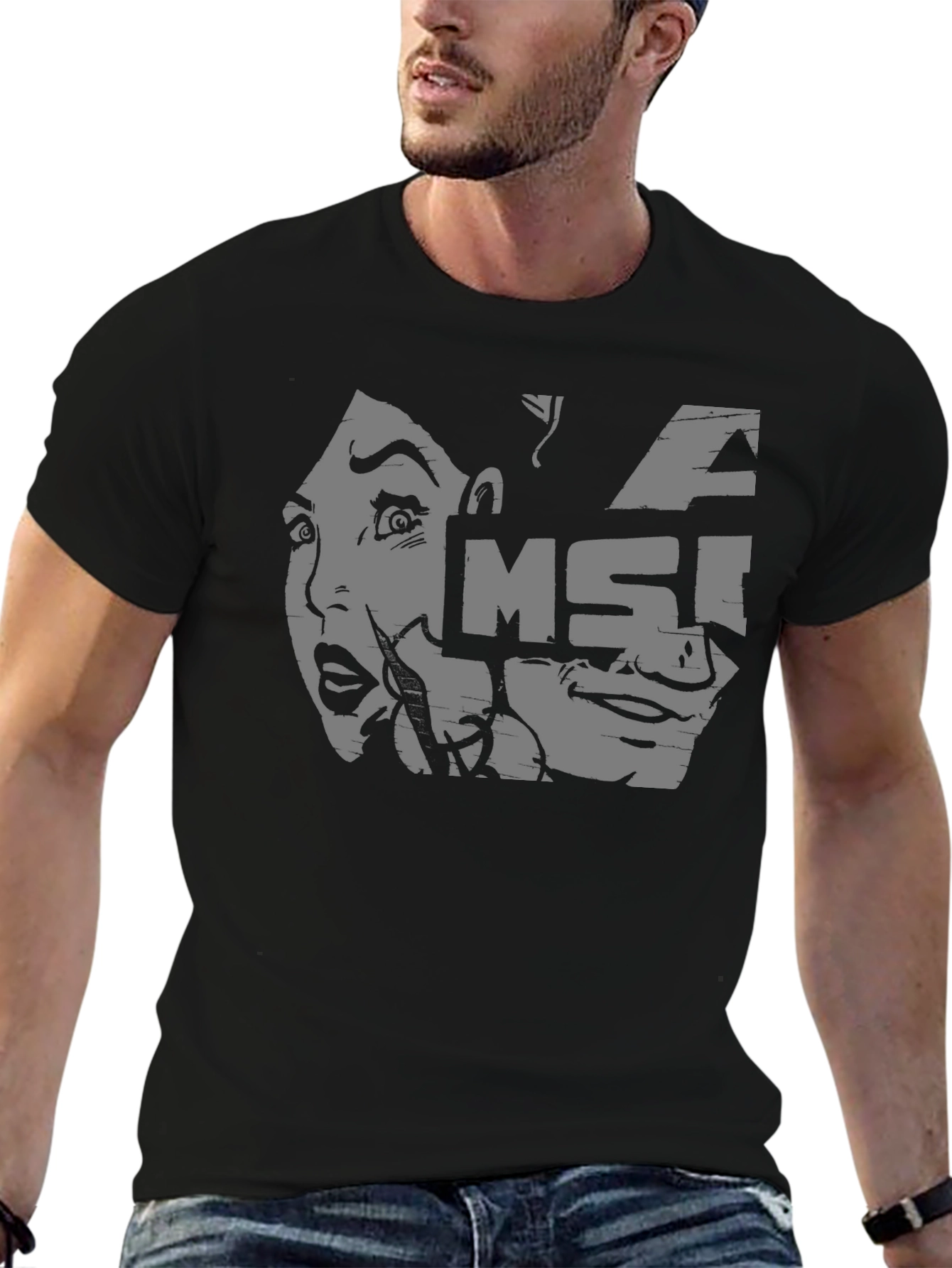MSI Graphic Tee - Black Cotton Casual T-Shirt