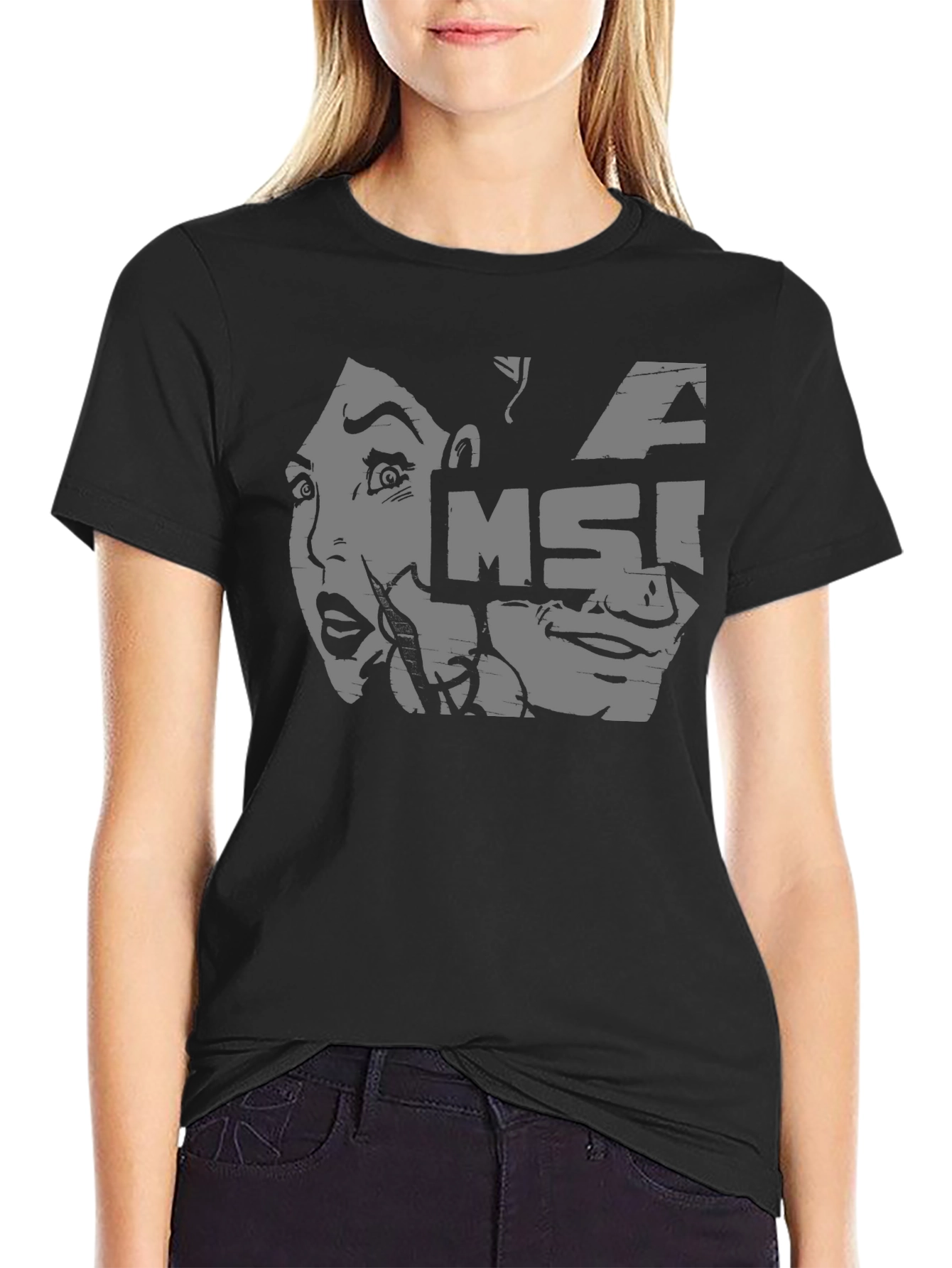 MSI Graphic Tee - Black Cotton Casual T-Shirt
