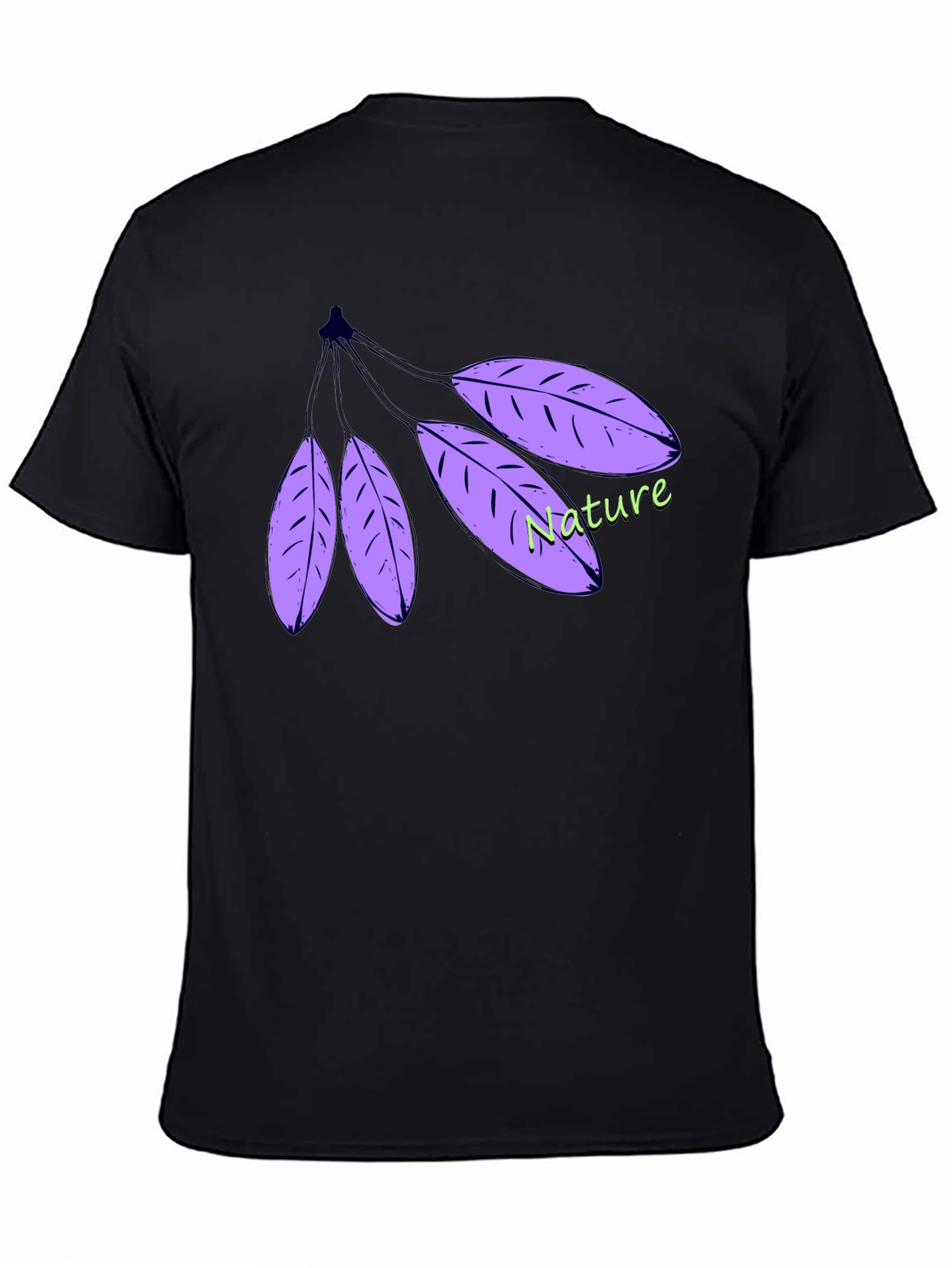 Nature Leaf T-Shirt - Black Cotton Casual Wear