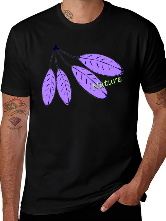 Nature Leaf T-Shirt - Black Cotton Casual Wear
