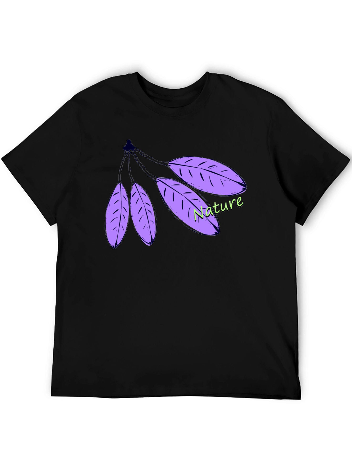 Nature Leaf T-Shirt - Black Cotton Casual Wear