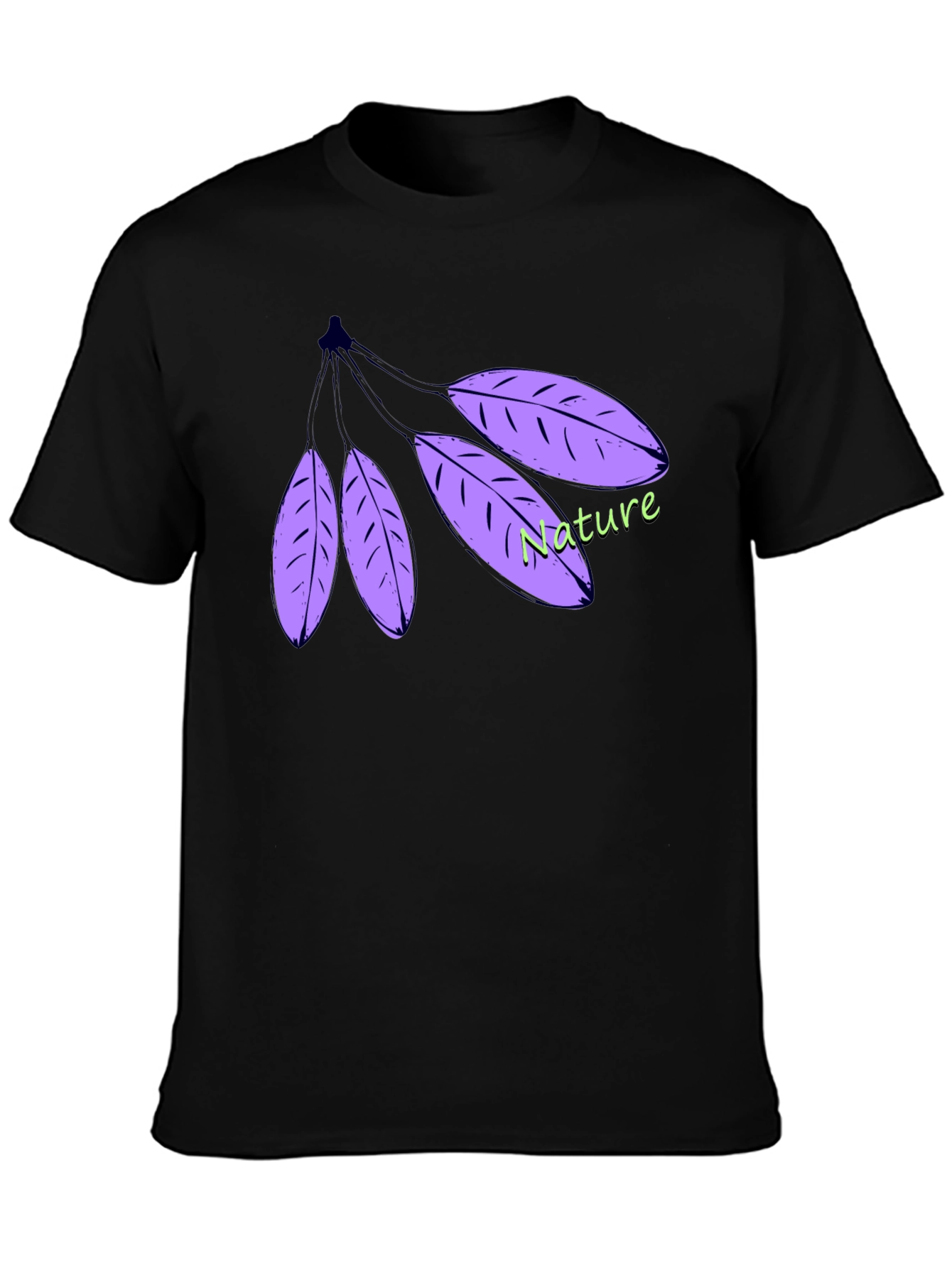 Nature Leaf T-Shirt - Black Cotton Casual Wear