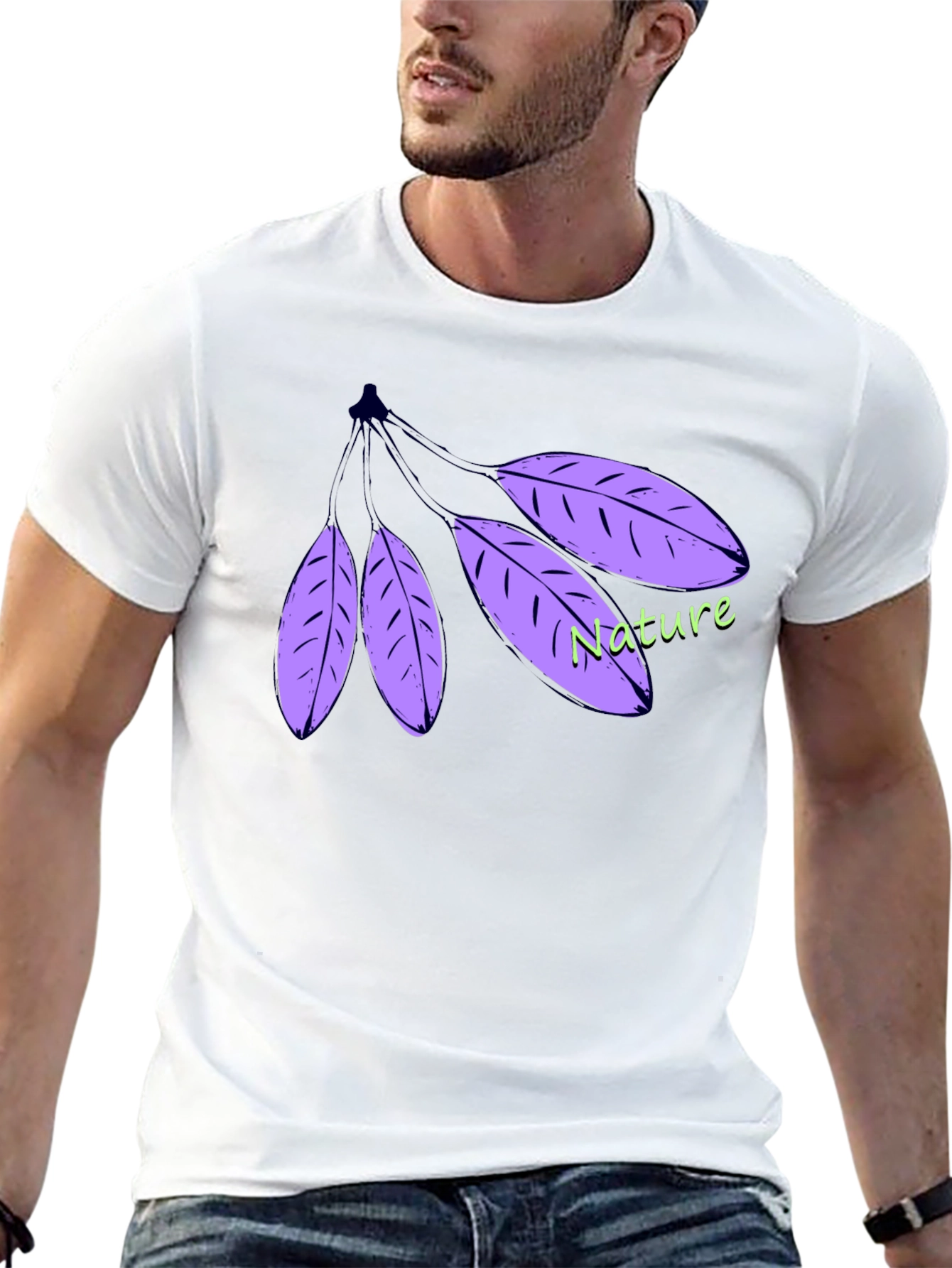 Nature Leaf T-Shirt - Black Cotton Casual Wear