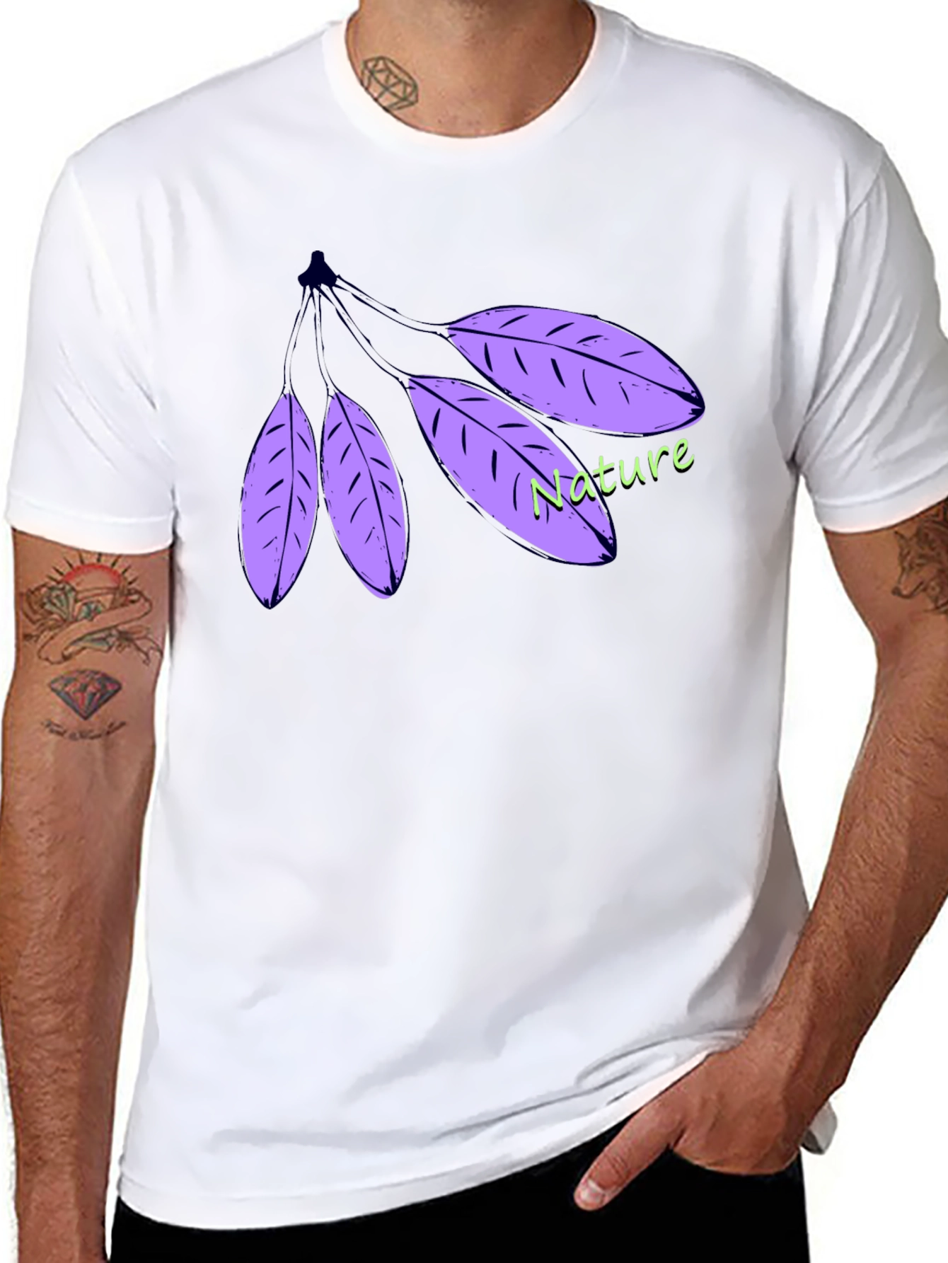Nature Leaf T-Shirt - Black Cotton Casual Wear