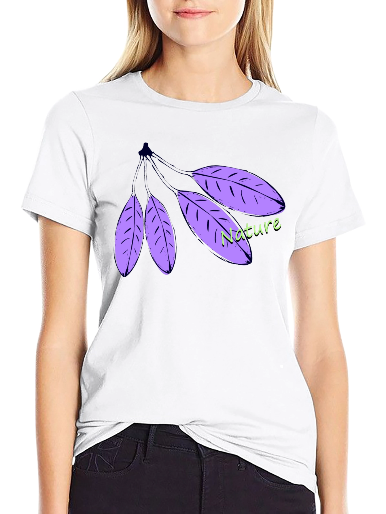 Nature Leaf T-Shirt - Black Cotton Casual Wear